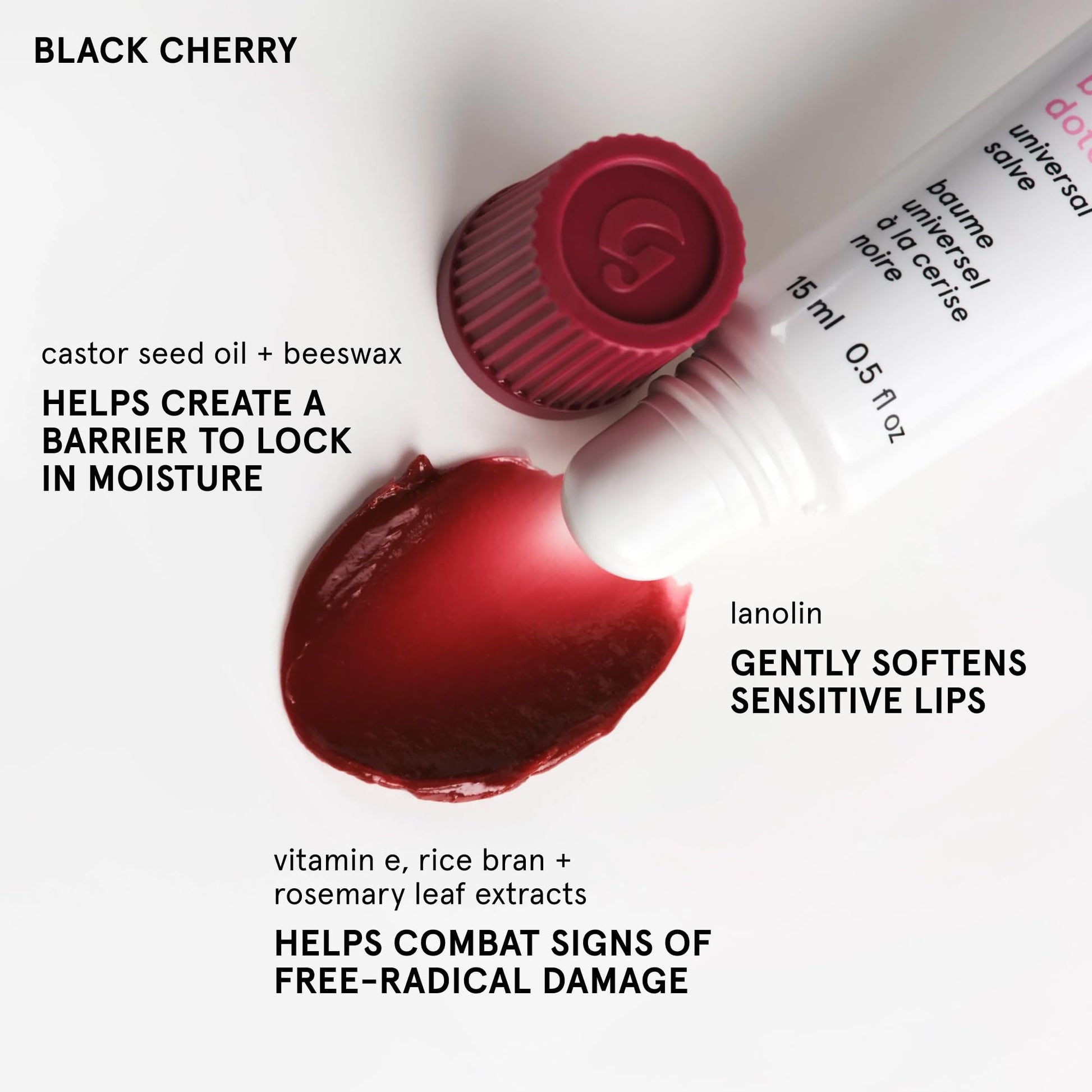 Glossier Balm Dotcom Hydrating Tinted Lip Balm - Universal Salve, Up to 12Hr Moisture for Dry Lips, Cuticles & Skin - Lanolin, Beeswax & Castor Oil - Black Cherry, Burgundy Tint, 15ml Glossier buy supplements canada