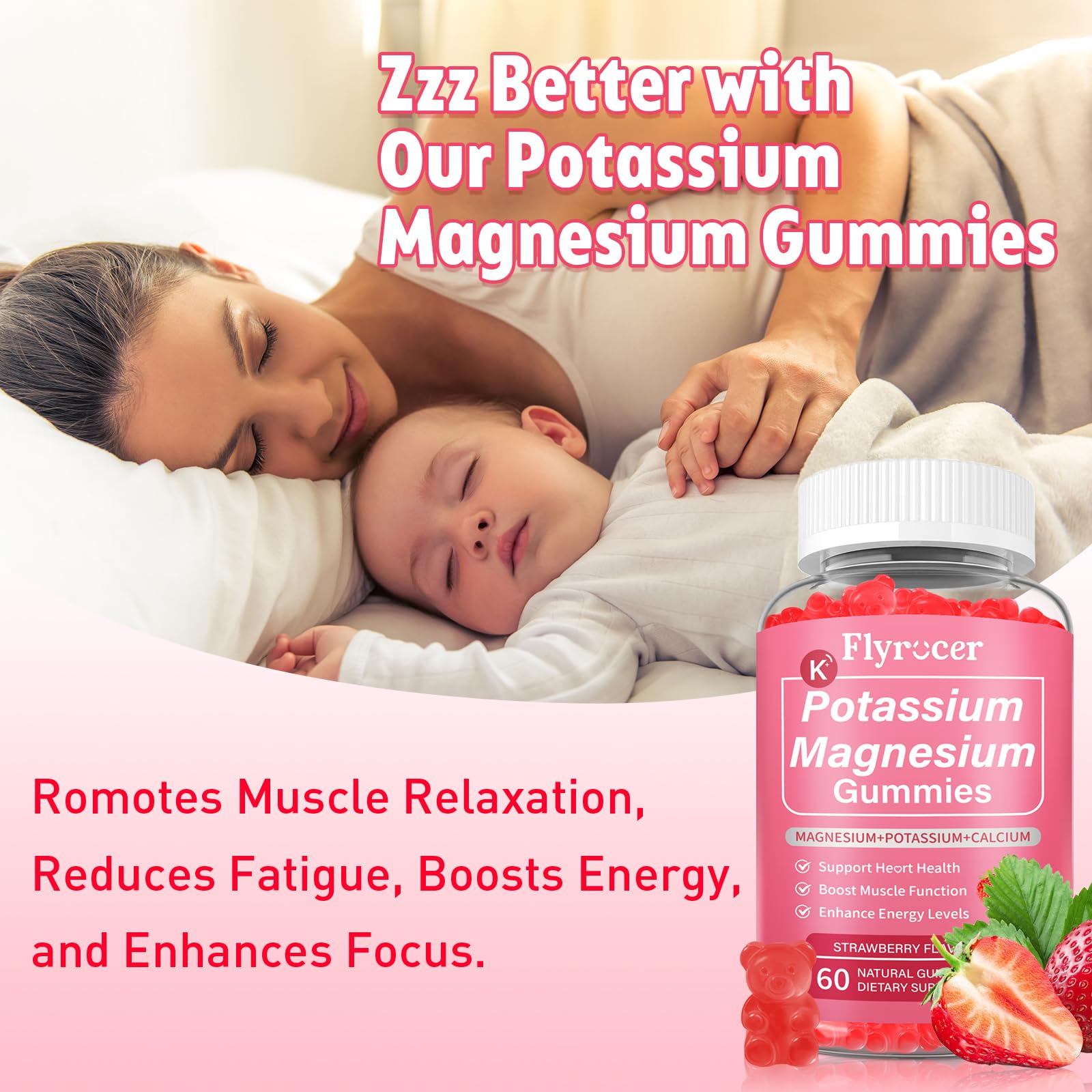 2 Pack Potassium Magnesium Gummies for Men & Women, Potassium Magnesium Supplement for Leg Cramps, Muscle Health, & Electrolyte Balance, Strawberry Flavor, 120 Gummies Flyrocer buy supplements canada