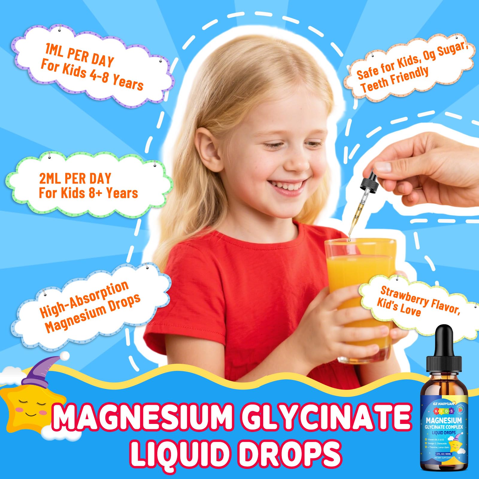 Kids Magnesium Glycinate Liquid Drops‌ – with L-Theanine, Omega-3, Vitamins B6 & D3, Zinc & Calcium – for Sleep Support, Relaxation, Focus & Brain, Bones – Strawberry Flavor, 2 Fl Oz GZ HAOYUAN buy supplements canada