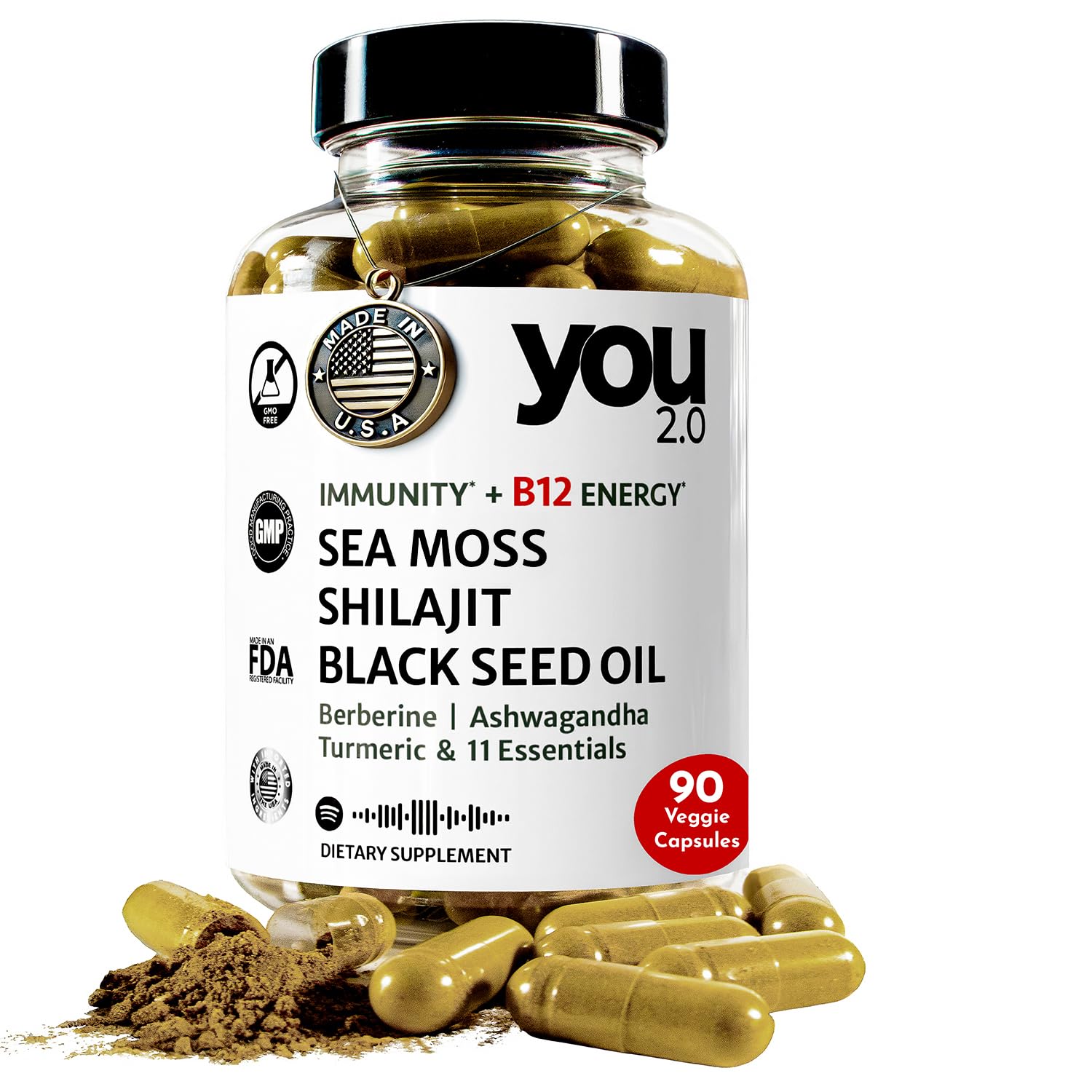 YOU 2.0 Powerhouse Superfood with Seamoss, Shilajit, Ashwagandha, Berberine, Maca, Black Seed Oil, Turmeric, Vitamin C, D, B12, K2 - Moringa, Apple Cider, Made in USA for Overall Health & Immunity YOU 2.0 buy supplements canada
