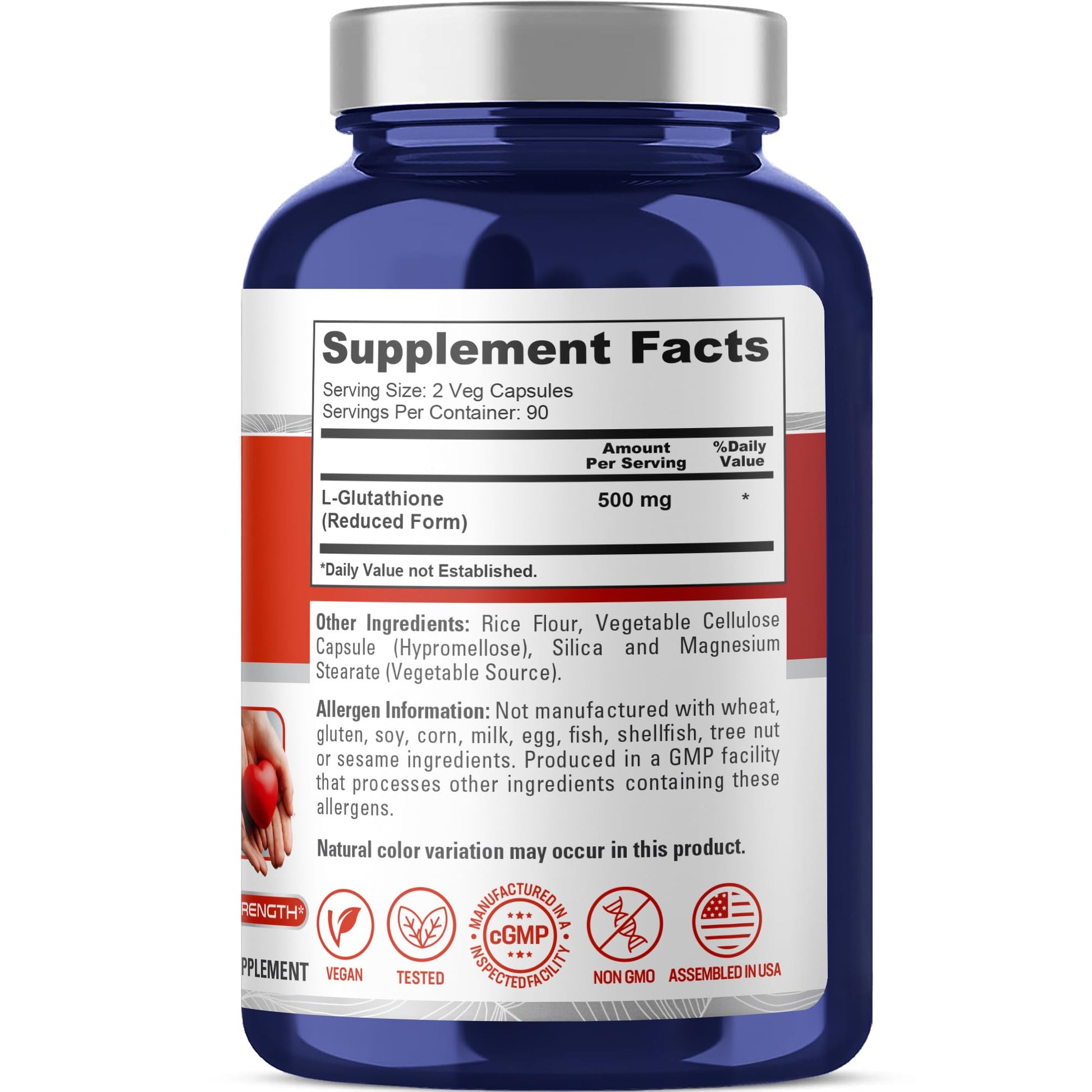 NusaPure Reduced Glutathione 500mg 180 Veggie Capsules (Vegan,Non-GMO) L-Glutathione NusaPure buy supplements canada