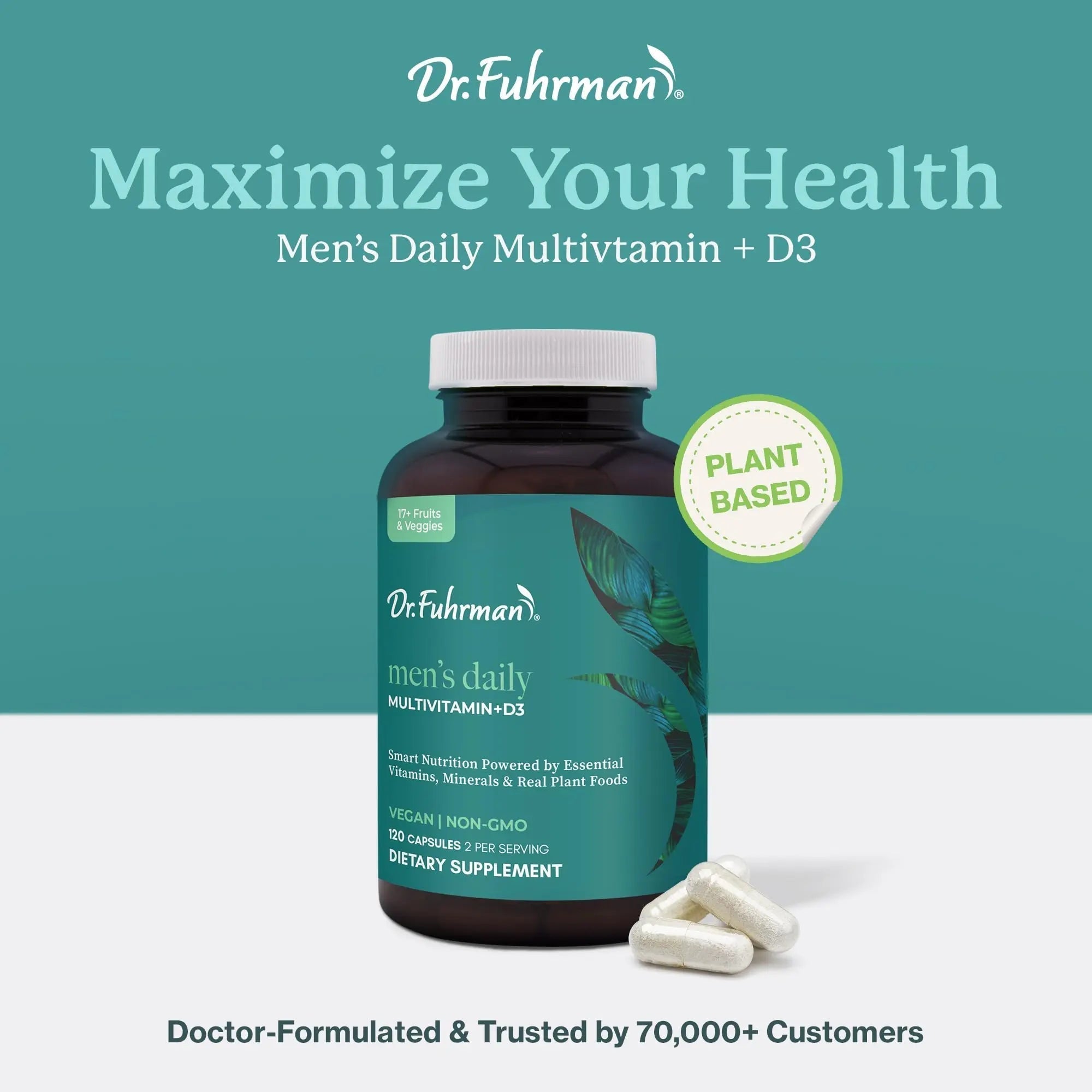 Dr. Fuhrman 2 Month Supply Multivitamin for Men + D3 Vitamin for Immune Support | Vegan Formula Womens Multivitamin with B12 & Zinc | Dr. Fuhrman buy supplements canada