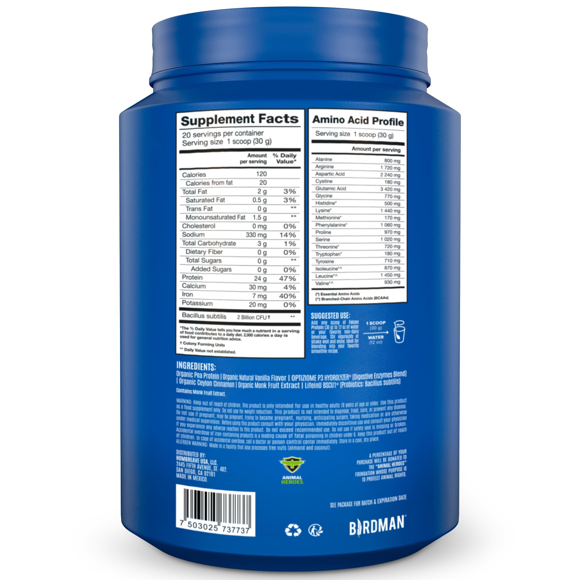 BIRDMAN Falcon Vegan Protein Powder Organic, Stevia & Sugar Free, Plant Based Protein BIRDMAN buy supplements canada