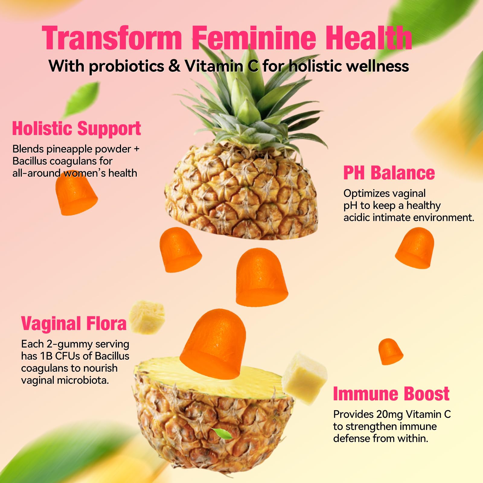 QualiLife Premium Feminine Balance Gummies for Women – Probiotic Vaginal Health Support with Vitamin C – pH Balance & Flora Support – Sugar Free, Vegan, Hawaiian Pineapple Flavor – 60 Gummies (1) QualiLife buy supplements canada