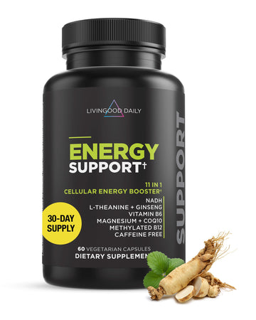 Livingood Daily Energy Support, 11-in-1 Supplement with Magnesium, Vitamin B6, B12, Amino Acids, L Carnitine, CoQ10, Ginseng & L Theanine, Supports Natural Energy for Men & Women, Vegan, 60 Capsules Livingood Daily buy supplements canada