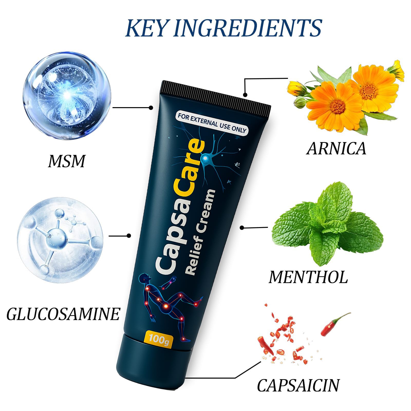 CapsaCare Neuropathy Relief Cream - with Capsaicin & Arnica, Menthol for Muscle & Joint Comfort, Fast Absorbing Formula for Feet, Hands, Legs, and Waist (2Pcs) MCArthur buy supplements canada