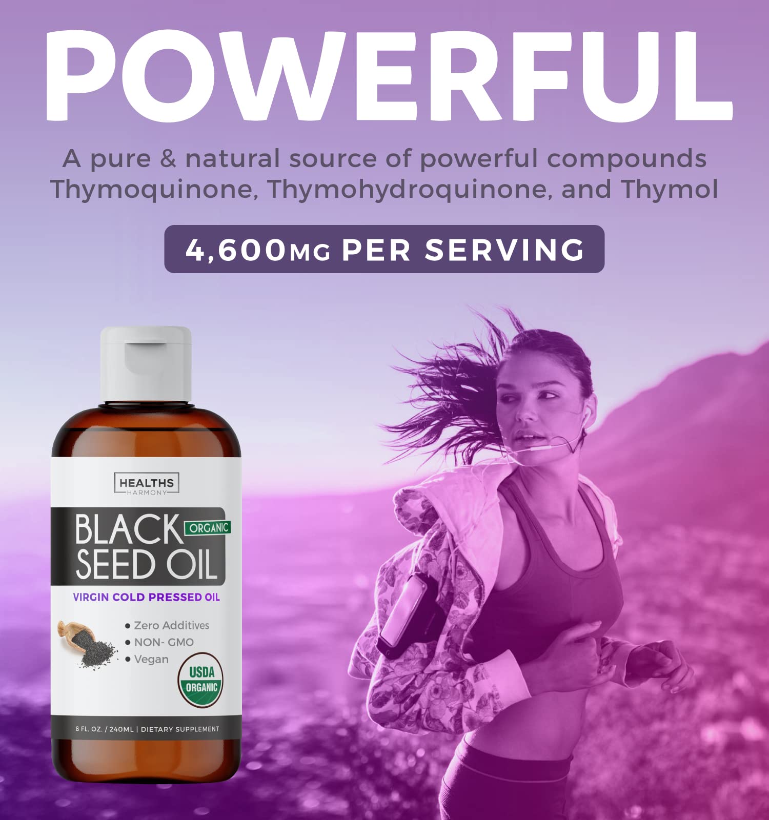 USDA Organic Black Cumin Seed Oil Liquid (8 fl oz) Premium Cold-Pressed Nigella Sativa Healths Harmony buy supplements canada