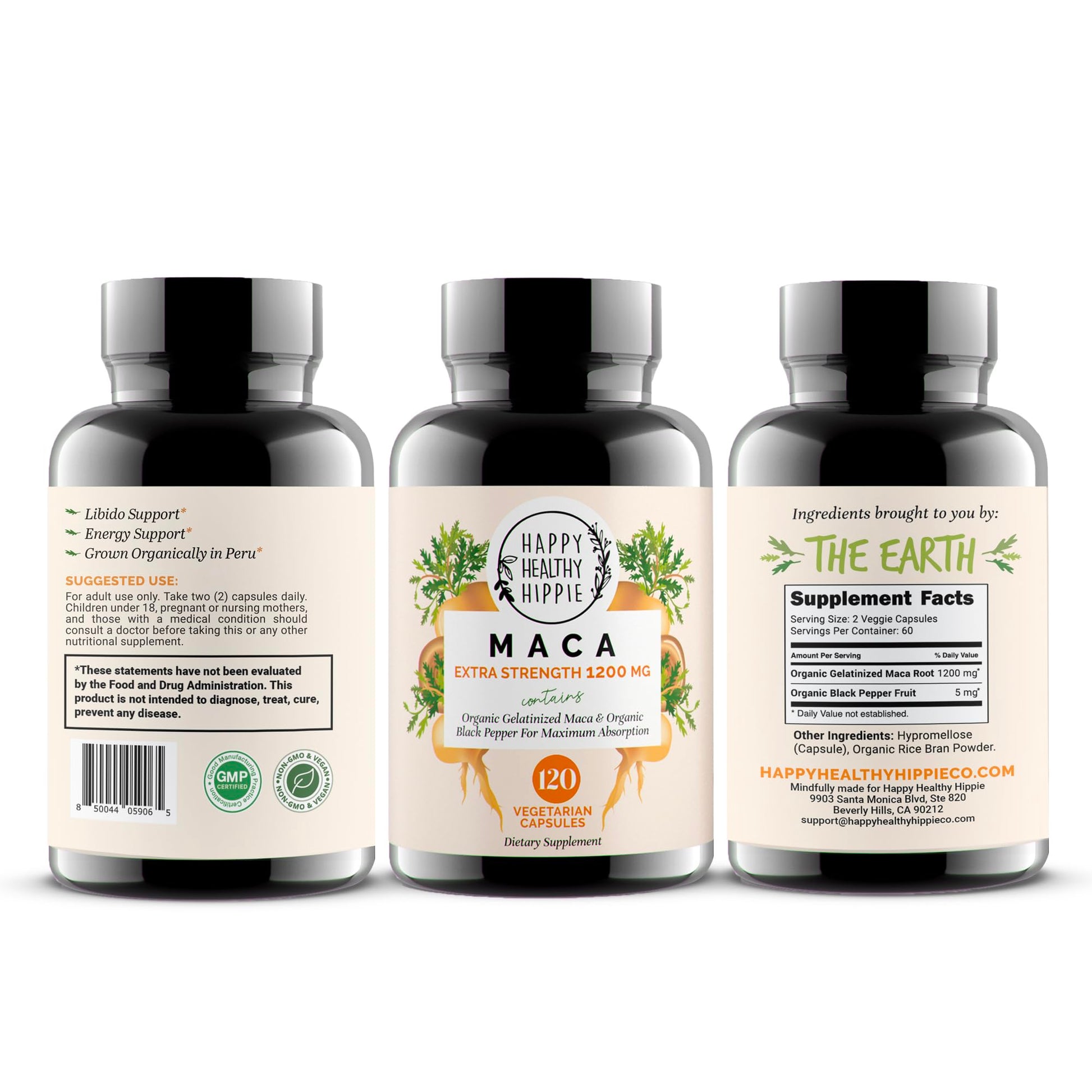 Organic Maca Root Capsules 1200 mg – Libido Booster for Women Fast Acting & Potent | Female Maca Supplement | Energy Pills from Peru | Includes Black Pepper for High Absorption | Vegan, 120 Ct Happy Healthy Hippie buy supplements canada