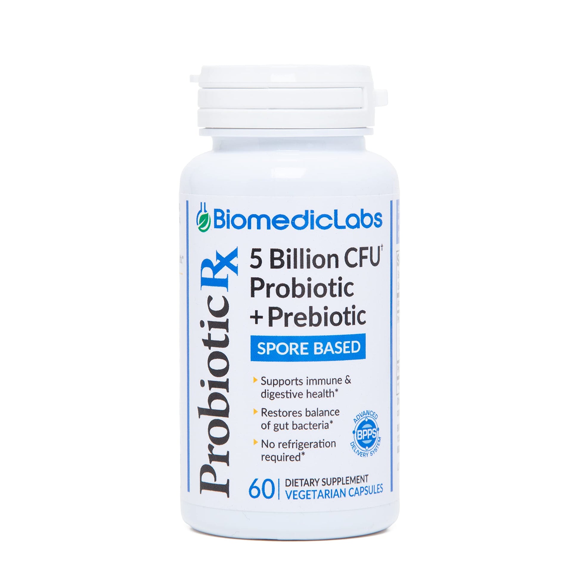 Probiotic Rx: 5 Billion CFU – Probiotic + Prebiotic - Spore-Based – 60-Day Supply - SBO - Supports Immune & Gut Health - Soil-Based Organisms - No Refrigeration Required Biomedic Labs RX buy supplements canada