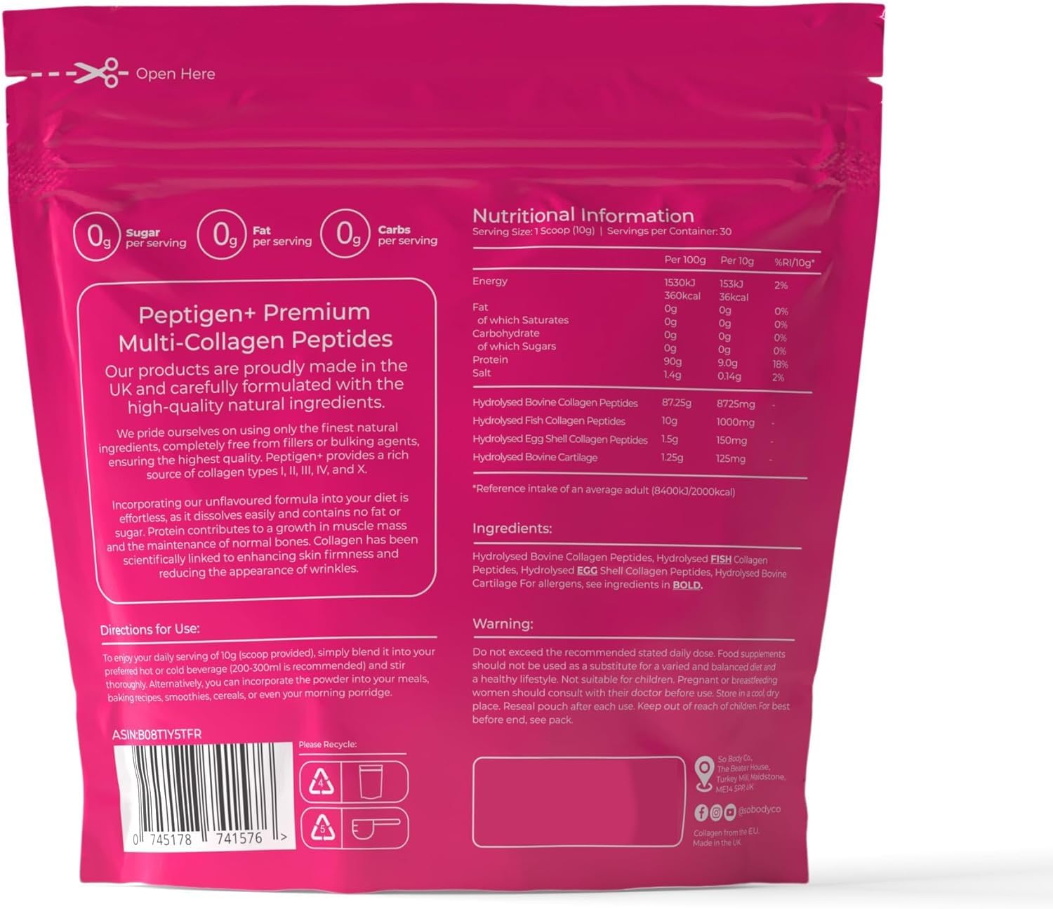 SoBodyCo Premium Collagen Supplement, Unique 5 Types of Collagen Powder, 300000mg, Collagen Peptides, Collagen So Body Co buy supplements canada