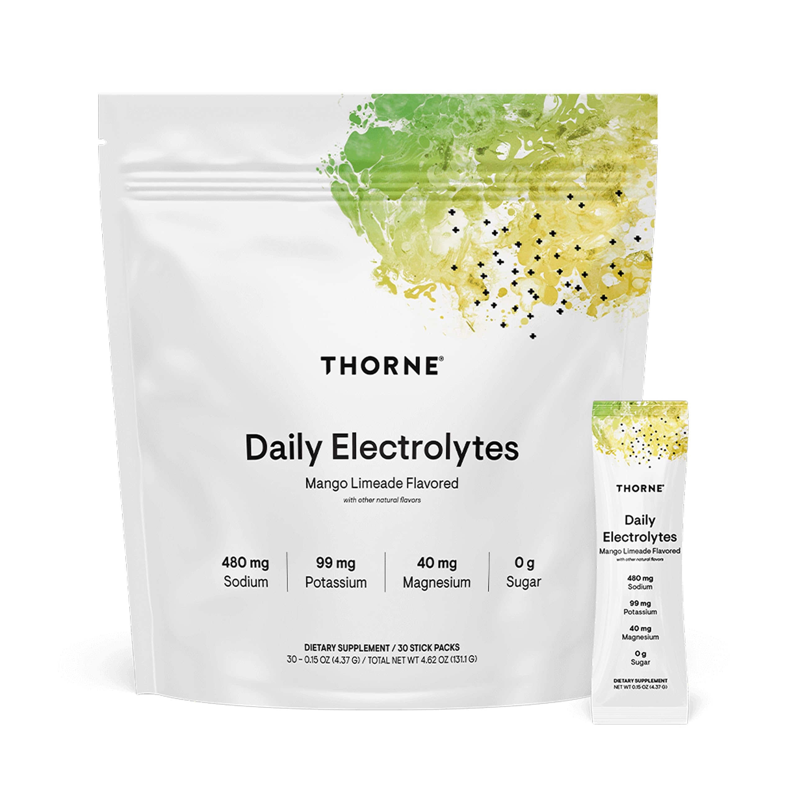 THORNE - Daily Electrolytes - Zero Sugar & Low-Calorie Electrolyte Powder Drink Mix - Flavors Derived from Natural Sources - NSF Certified for Sport - Mango Limeade - 30 Stick Packs THORNE buy supplements canada