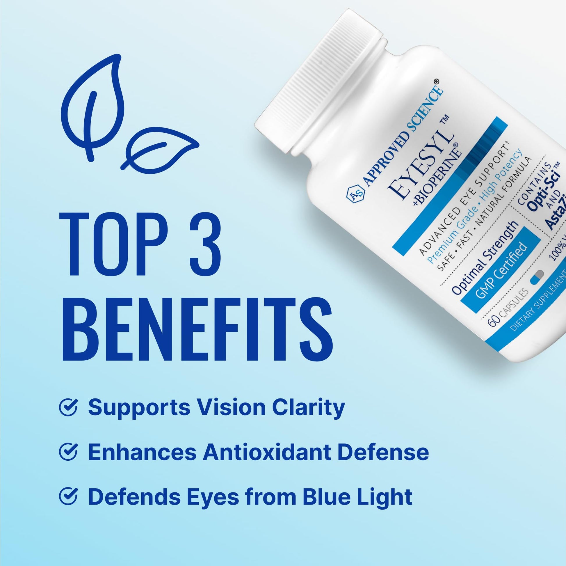 Approved Science EyeSyl - Eye Support Supplement - Chromium Picolinate, Taurine, Lutein, Zeaxanthin, Bilberry, BioPerine - 1 Month Supply - 60 Capsules - Made in The USA Approved Science buy supplements canada