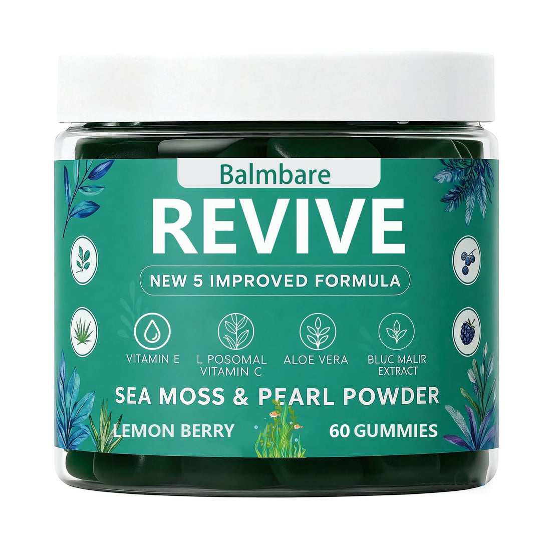 Balmbare Revive Gummies for Hair Loss, with Organic Irish Sea Moss Pearl Powder, Vitamins C & E, Aloe Vera - Supports Healthy Hair, Skin & Nails Growth (1pcs) ReviveNerve buy supplements canada