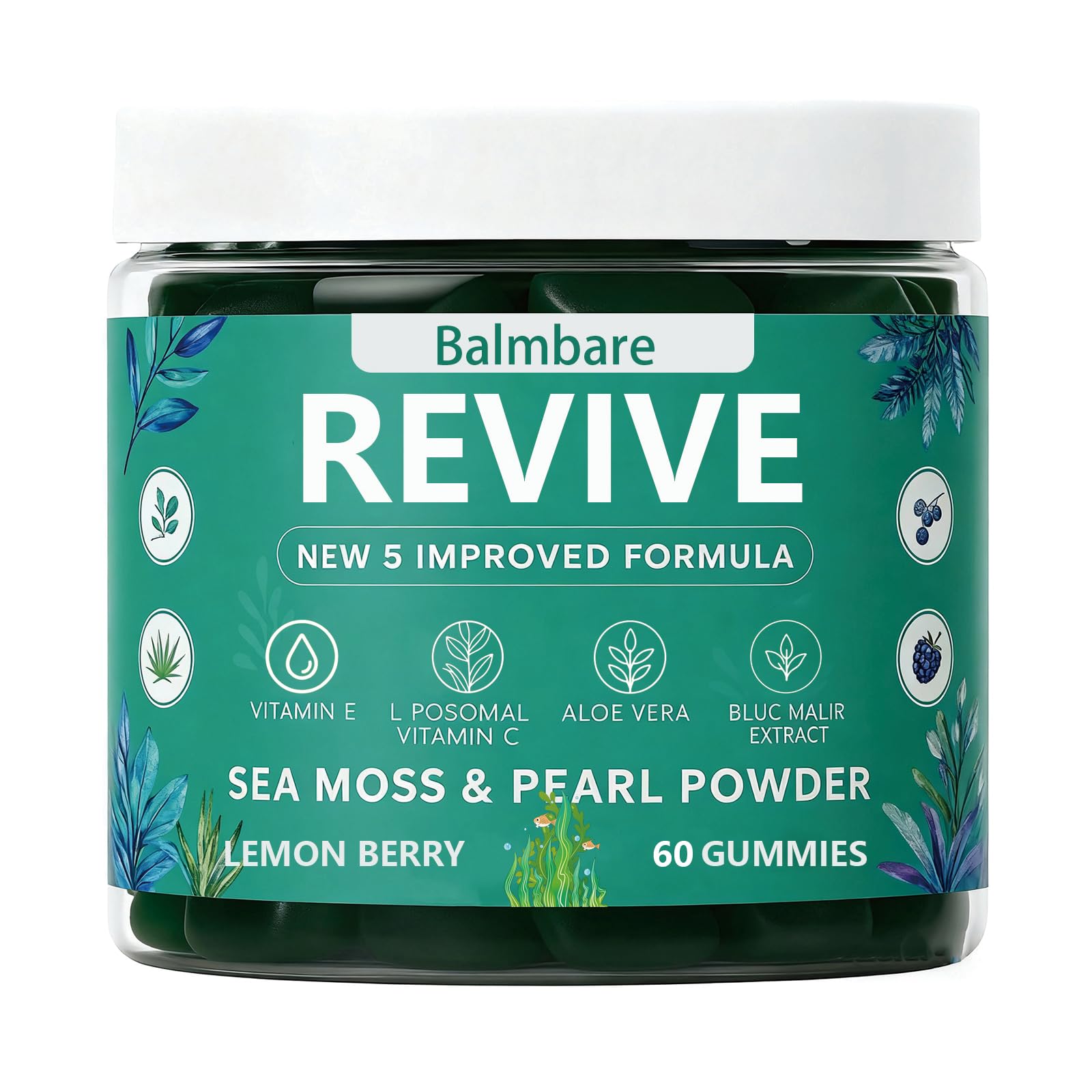 Balmbare Revive Gummies for Hair Loss, with Organic Irish Sea Moss Pearl Powder, Vitamins C & E, Aloe Vera - Supports Healthy Hair, Skin & Nails Growth (1pcs) ReviveNerve buy supplements canada