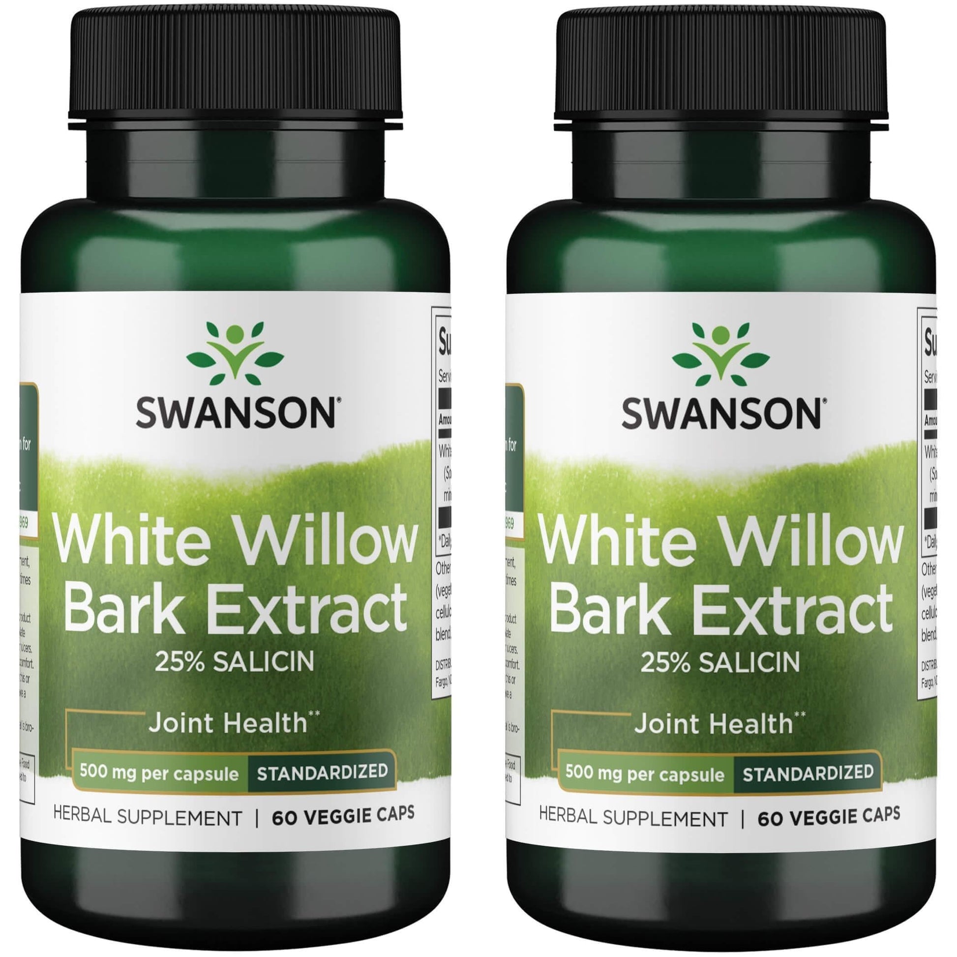Swanson Maximum Strength White Willow Bark Extract-Promotes Joint Support & Muscle Relief-Standardized to 25% Salicin-Natural Supplement with No Stomach Irritation (60 Veggie Caps, 500mg Each) 2 Pack Swanson buy supplements canada