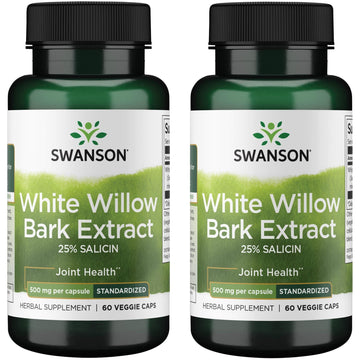 Swanson Maximum Strength White Willow Bark Extract-Promotes Joint Support & Muscle Relief-Standardized to 25% Salicin-Natural Supplement with No Stomach Irritation (60 Veggie Caps, 500mg Each) 2 Pack Swanson buy supplements canada
