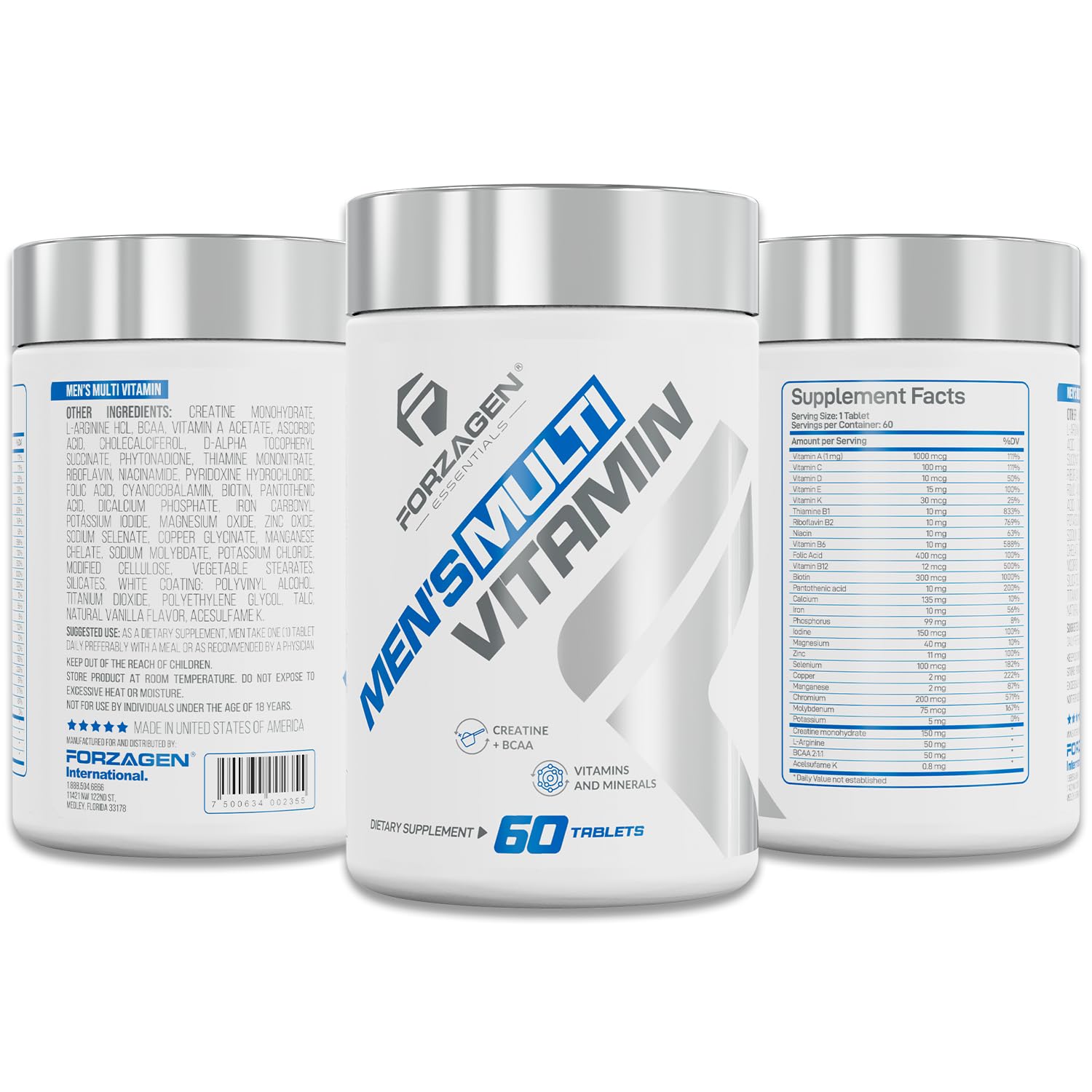 Forzagen Essentials Men's Multivitamin with Creatine and BCAA, Complete Vitamin and Mineral Complex, 60 Tablets Forzagen buy supplements canada