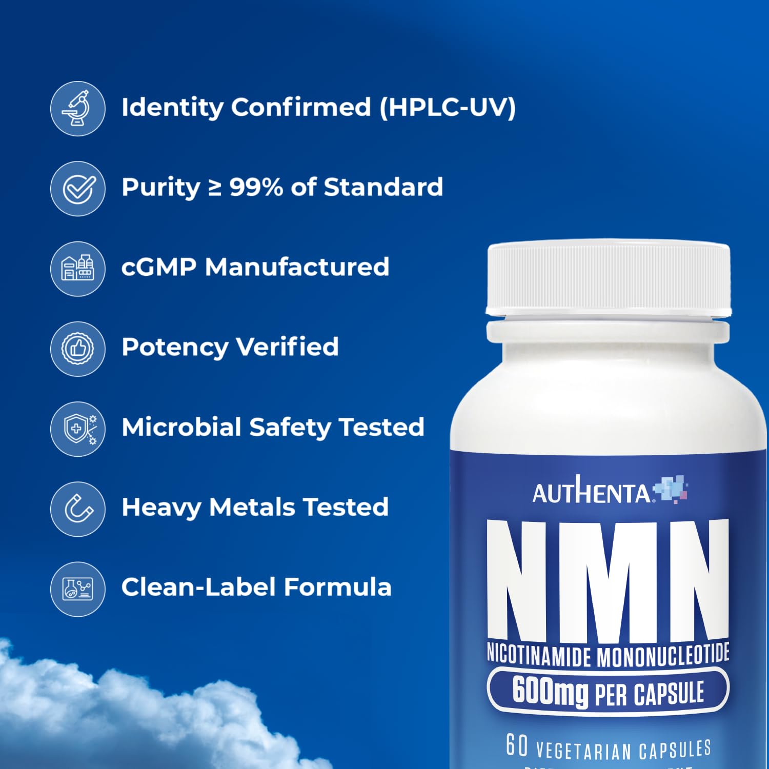 NMN Supplement 600 mg/Capsule Once Daily | 99% Pure Beta Nicotinamide Mononucleotide | Potent NAD⁺ Precursor | Supports Cellular Energy & Metabolism | Vegan, Non-GMO, Third-Party Tested & Gluten-Free AUTHENTA buy supplements canada