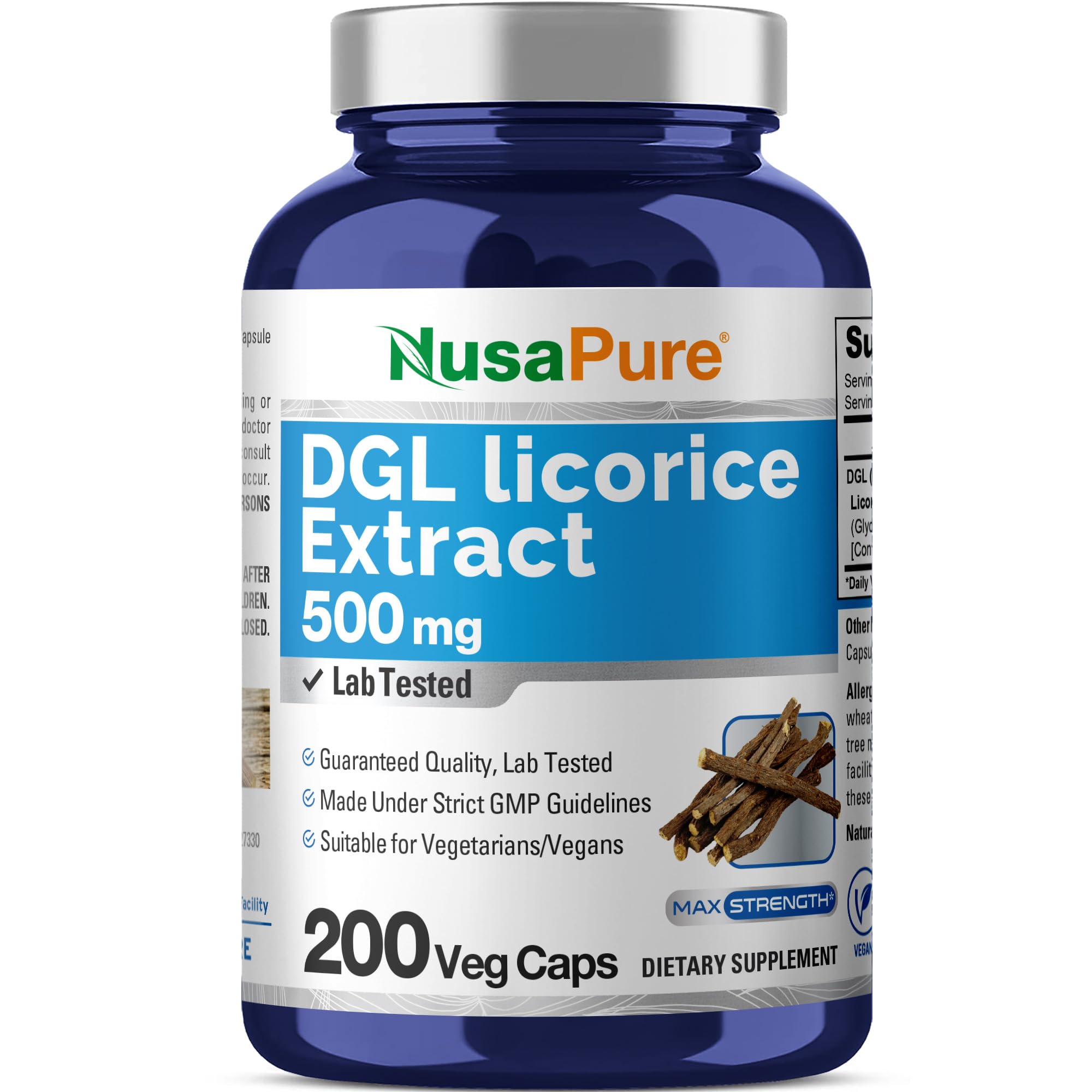 NusaPure DGL Licorice Extract 500 mg 200 Veggie Capsules (Vegan,Non-GMO) NusaPure buy supplements canada