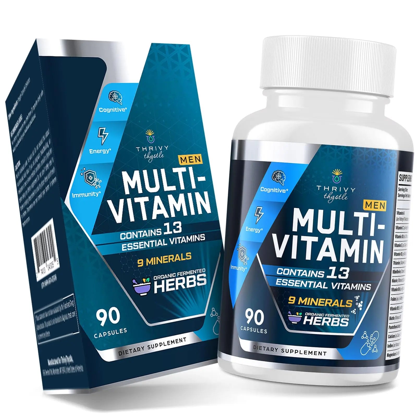 ThrivyThystle Multivitamin for Men 50+ with Methylated B12 & Folate, Omega-3 & CoQ10 – Fermented Herbal Blend, 43 Vitamins & Minerals ThrivyThystle buy supplements canada