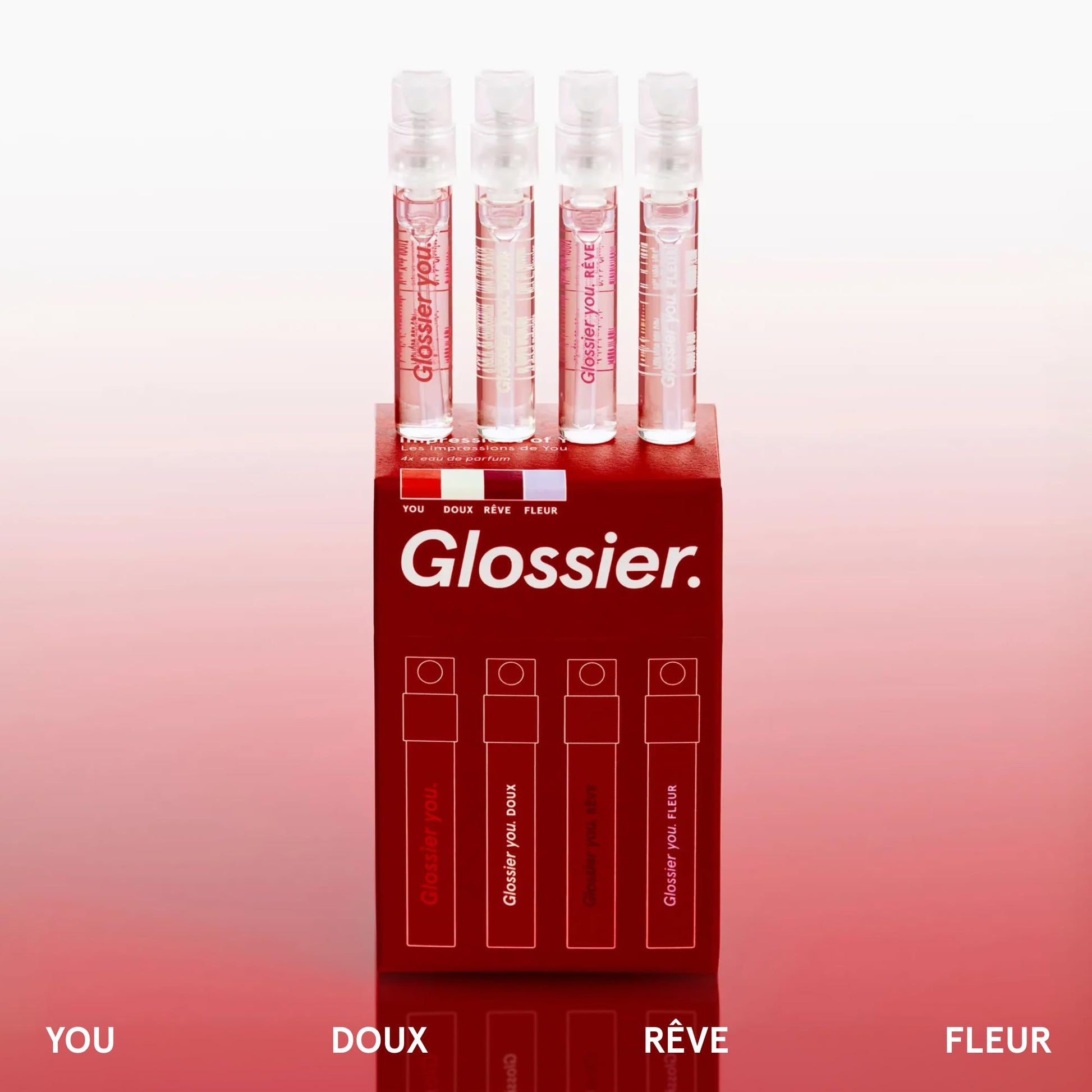Glossier You Mini Wardrobe Fragrance Set - 4 Unisex Travel Size Eau de Parfum for Women & Men - Skin-Scent Enhancer Perfume Sampler, Smells Different on Everyone - You, Fleur, Doux, Rêve - 1.5ml Each Glossier buy supplements canada
