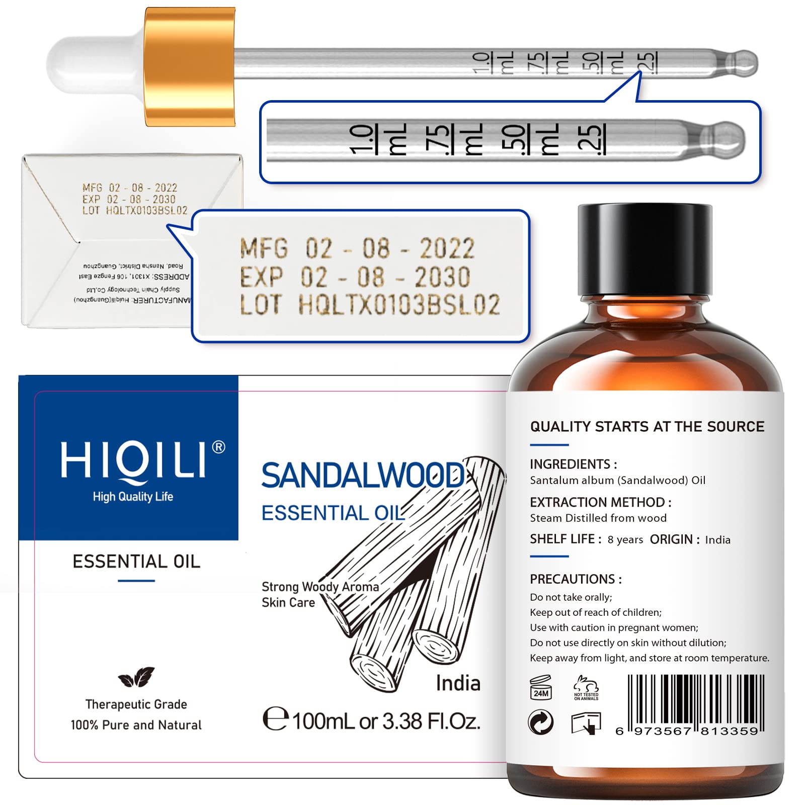 HIQILI Sandalwood Essential Oil and Sweet Orange Essential Oil, 100% Pure Natural for Diffuser - 3.38 Fl Oz HIQILI buy supplements canada