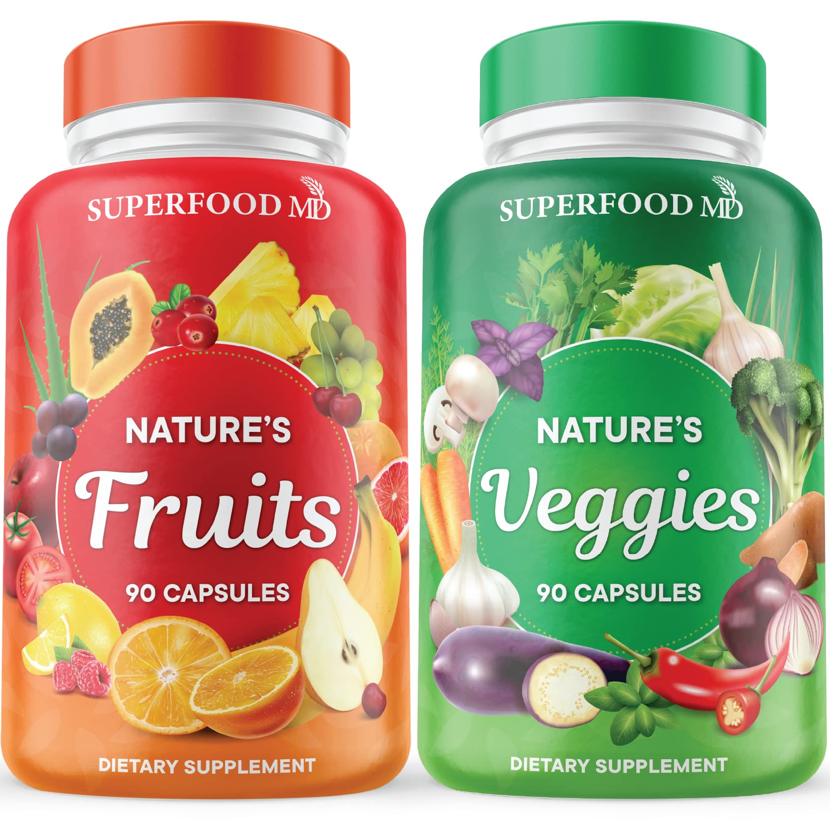Superfood MD Fruits & Veggies Supplement - Whole Food Natural Superfoods - with Beta Carotene - Soy Free- 90 Count (Pack of 2) Superfood MD buy supplements canada