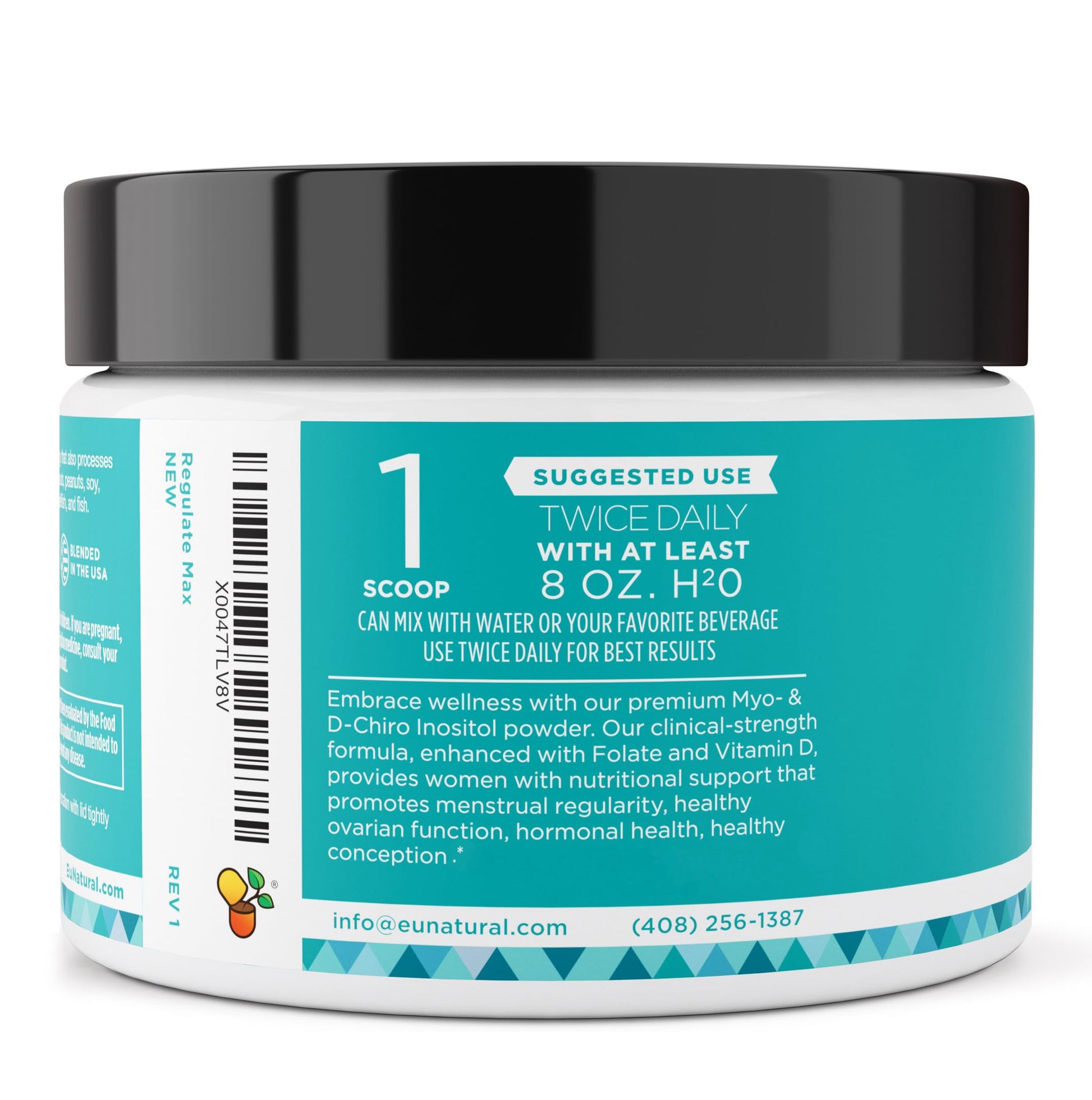 Eu Natural Regulate MAX Myo-Inositol & D-Chiro Inositol Supplement Powder for Women with Vitamin D & Folate Nutritional Support, Hormone Balance & Fertility Support, Unflavored 60 Servings Eu Natural buy supplements canada