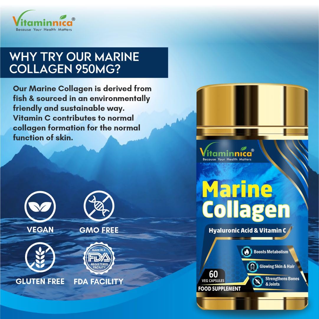 Vitaminnica Marine Collagen Capsules with Hyaluronic Acid & Vitamin C - Skin, Hair, Bones & Joints Vitaminnica Because your Health Matters buy supplements canada