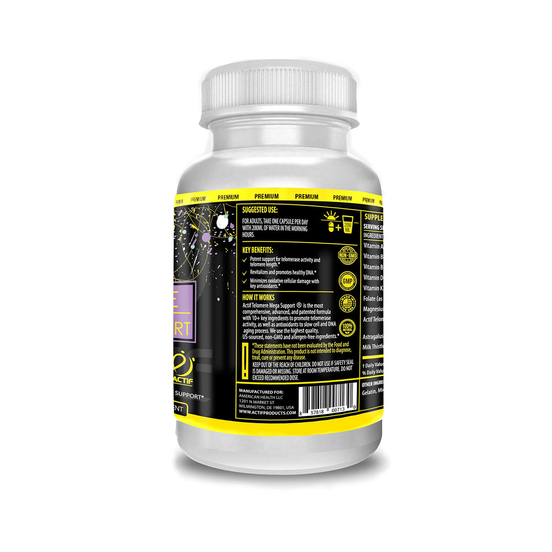 ACTIF Telomere Mega Support with 10+ Factors, Non-GMO, Telomerase and DNA Supplement for Energy, Memory and Anti-Aging, Made in USA, 60 Count ACTIF buy supplements canada