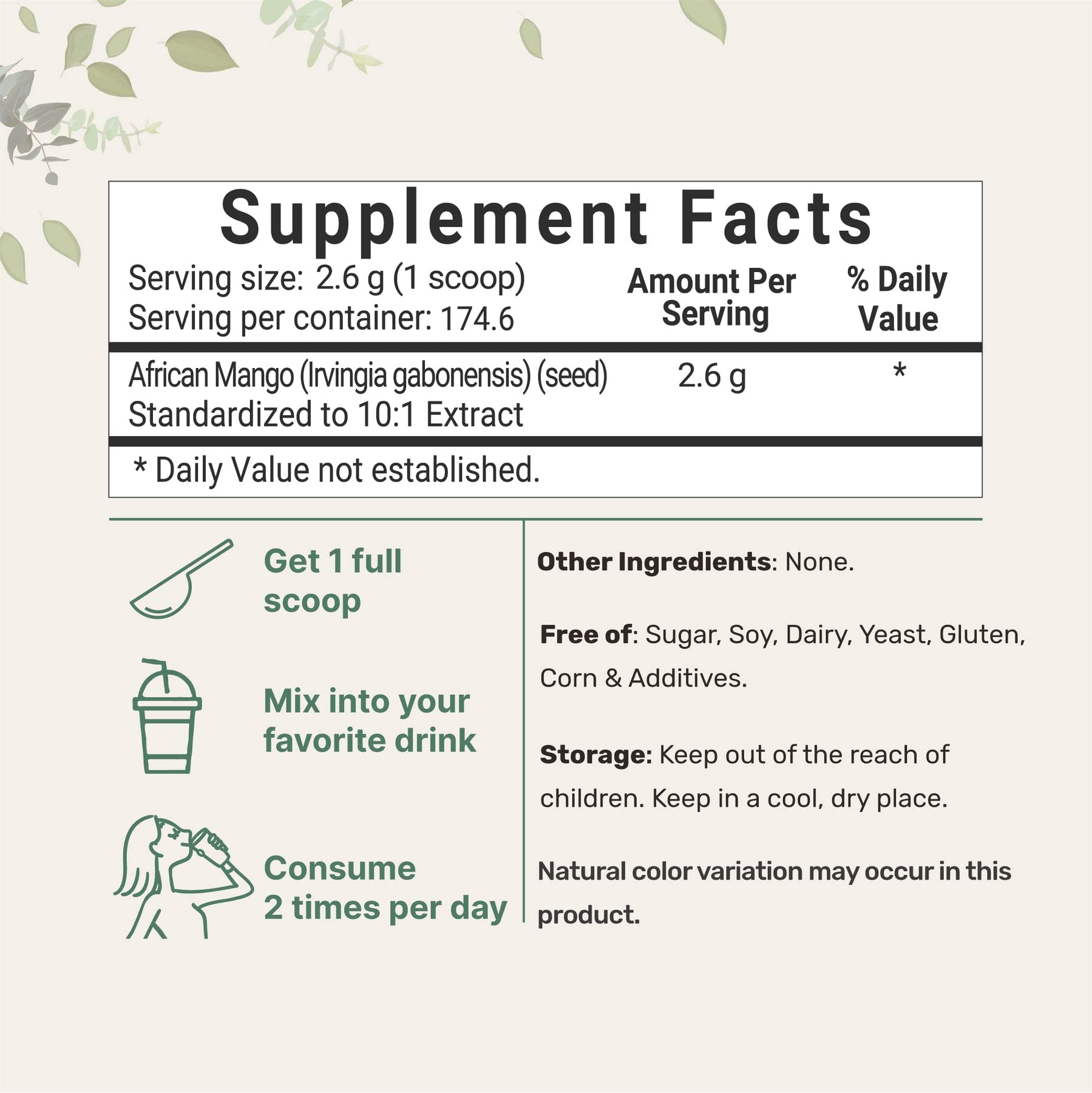Sustainably Africa Grown, Pure African Mango Powder (Irvingia Gabonensis Powder Micro Ingredients buy supplements canada