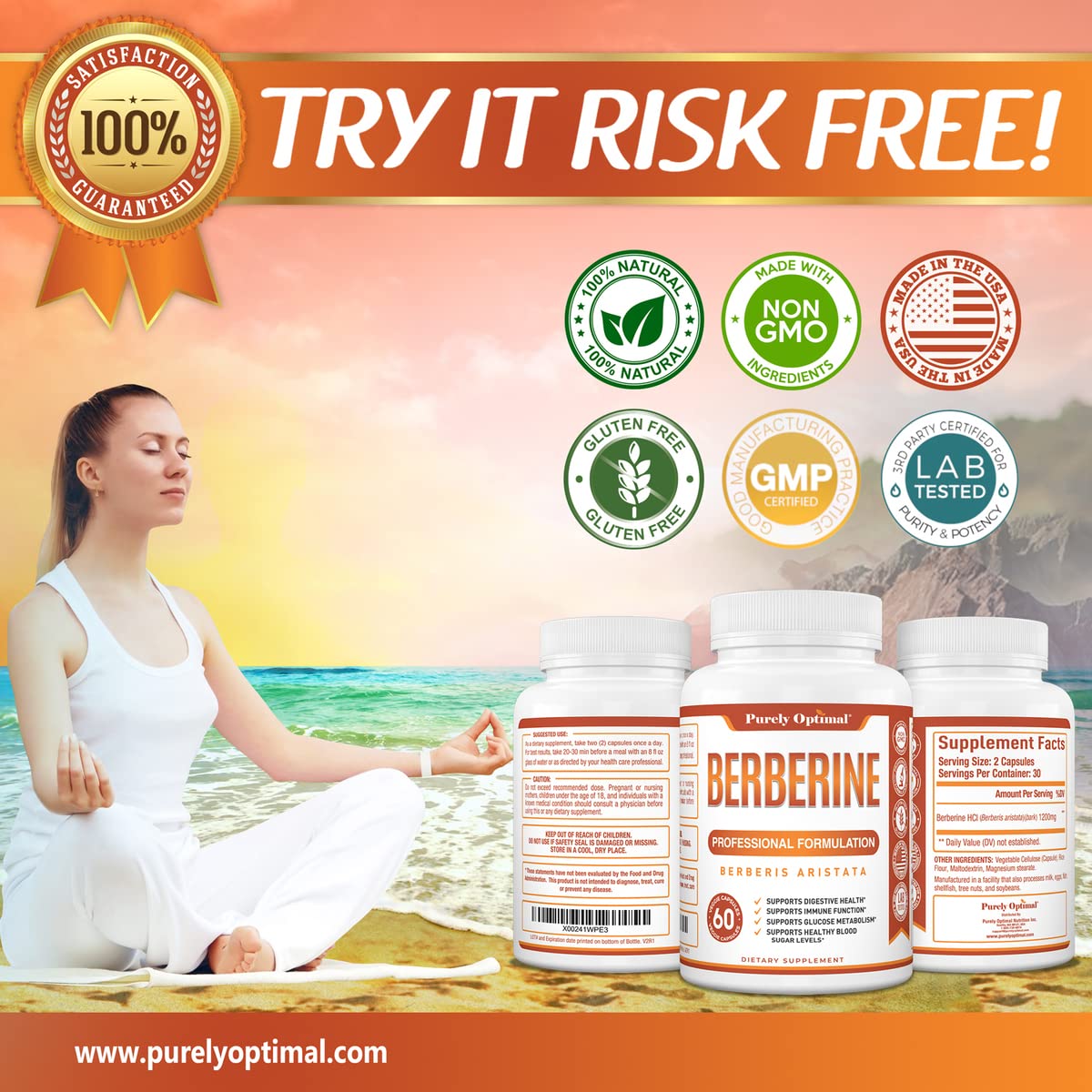 Purely Optimal Premium Berberine Supplement - 1200mg Berberine HCl, Non-GMO Purely Optimal buy supplements canada