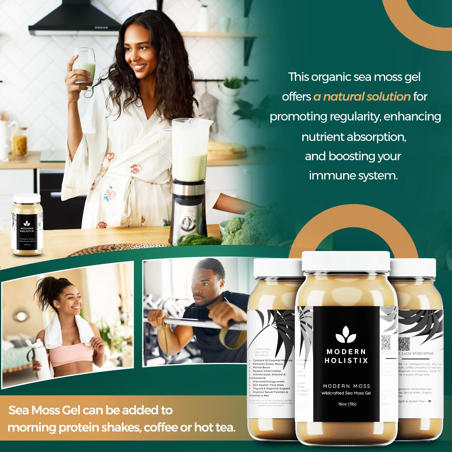 Modern Holistix Original Sea Moss Gel – 32oz Jar | Wildcrafted | All-Natural Superfood for Immunity, Energy & Gut Health Modern Holistix buy supplements canada