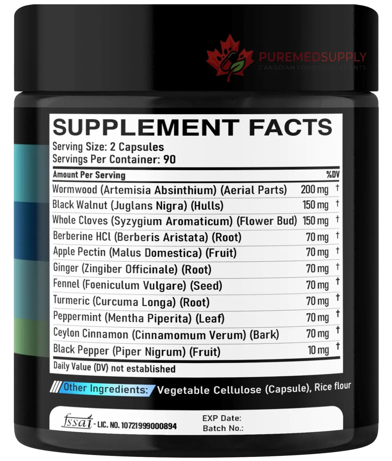 DEDICAD 11in1 Wormwood Capsules - 180 Capsules Extracted from Black Walnut, Cloves, Ginger, Turmeric, Apple, Berberine HCl & More - Support Immune System for 3 Months DEDICAD buy supplements canada