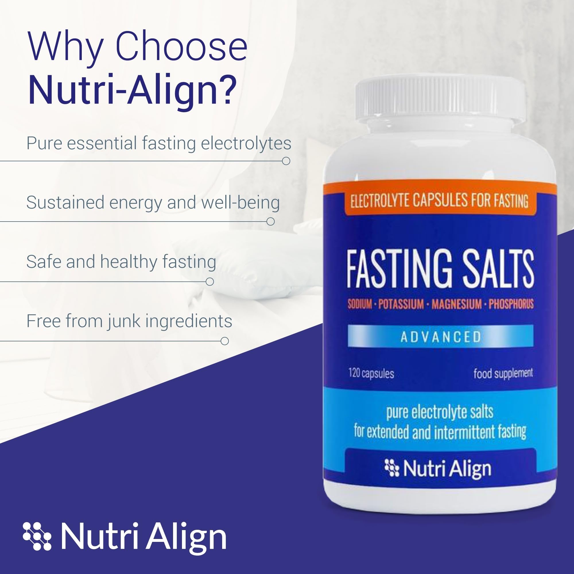 Nutri-Align Fasting Salts Electrolytes Advanced, 120 Capsules | Sodium Potassium Magnesium Phosphorus | Pure Fasting Electrolytes | Sugar Free & Filler Free Nutri-Align buy supplements canada