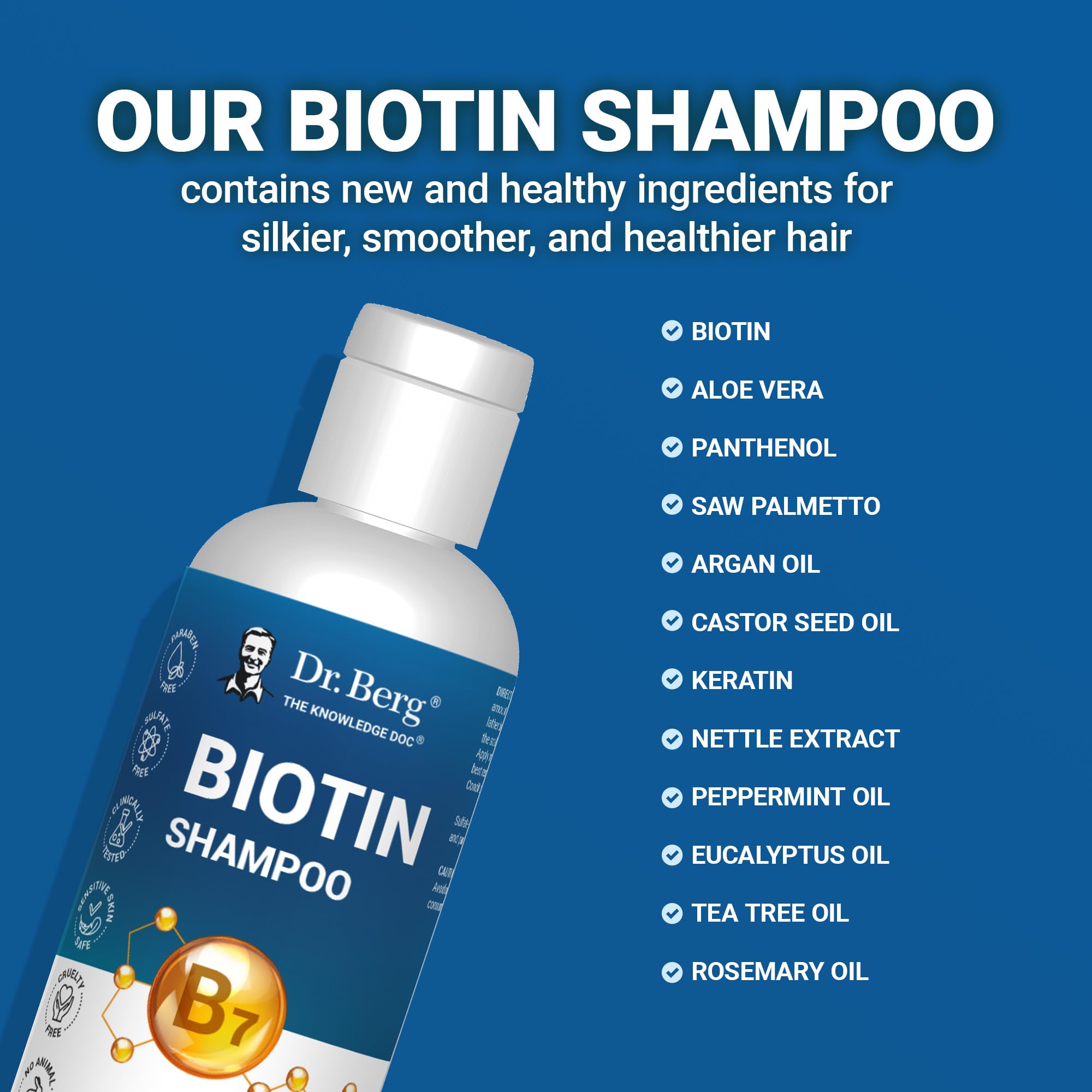 Dr. Berg Biotin Shampoo for Men & Women (Improved High-Performance Formula) - Independently Tested & Certified Paraben- Sulfate- & Silicone-Free - Infused w/Biotin, Argan Oil & Botanicals - 8 Fl oz Dr. Berg Nutritionals buy supplements canada