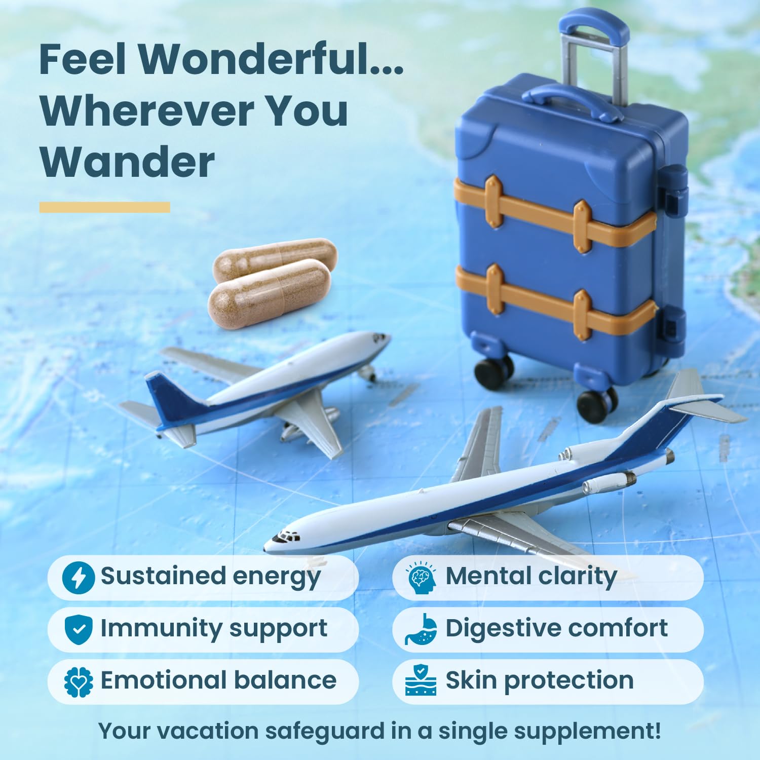 Natural Travel Pills - Traveling Supplement for Jet Lag Relief, Digestion, Immunity, Energy, Sleep, Circulation - Vacation and Long Flight Essentials for Men and Women - 30 Day Supply TravelVita buy supplements canada