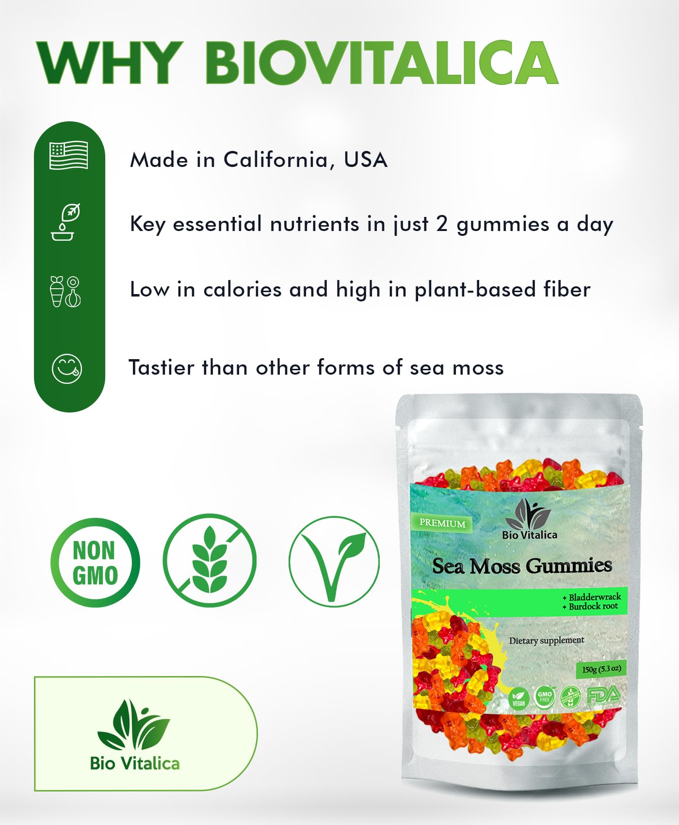 BIO VITALICA Sea Moss Gummies – with Bladderwrack & Burdock Root – Wildcrafted Gel + Powder – Vegan, Keto, Non-GMO, Gluten-Free – Fruity Mineral-Rich Gummies – 50 Count (3 Pack) BIO VITALICA buy supplements canada