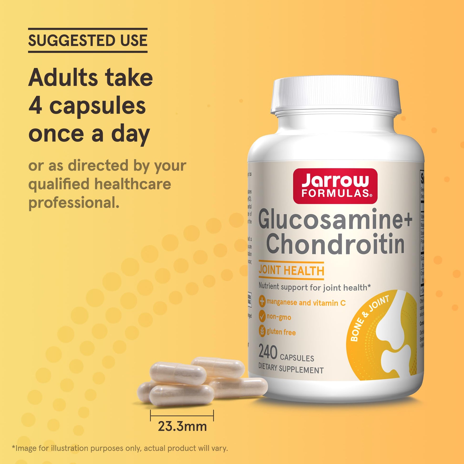 Jarrow Formulas Glucosamine + Chondroitin - 240 Capsules - Nutrient Support - Dietary Supplement for Joint Health - with Vitamin C & Manganese - 60 Servings Jarrow Formulas buy supplements canada