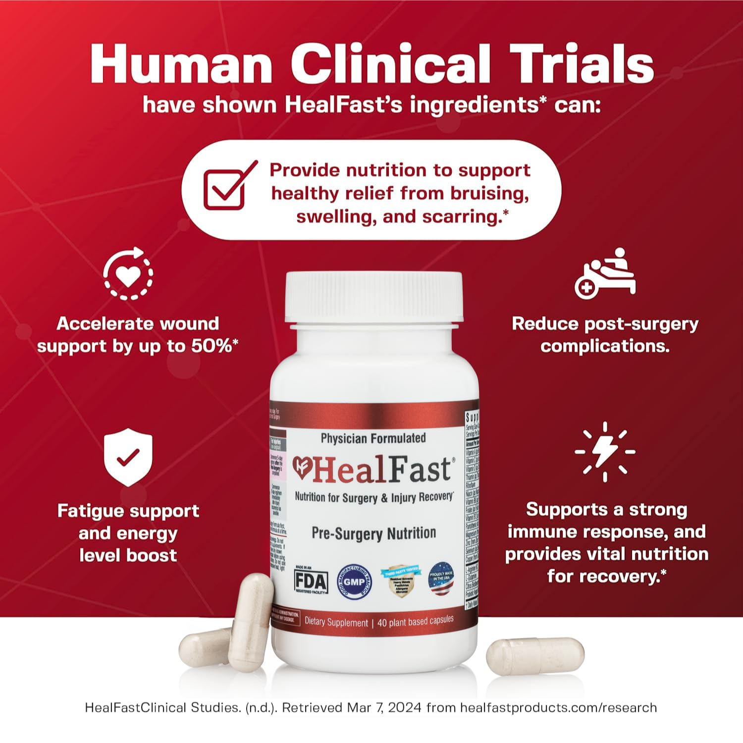 HealFast Surgery & Injury Recovery Supplement (Pre-Op): Quercetin, Probiotics Supplement for Wound, Liposuction, Tummy Tuck, and BBL Post Surgery Supplies HealFast buy supplements canada