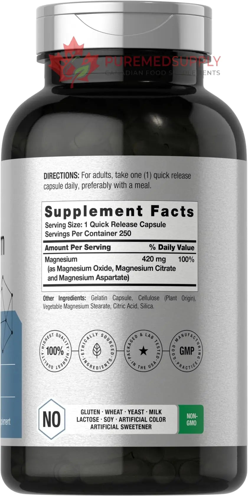 Horbäach Triple Magnesium Complex | 420 mg | 250 Capsules | Non-GMO and Gluten Free Formula | Magnesium Oxide, Citrate, and Aspartate Dietary Supplement Horbäach buy supplements canada