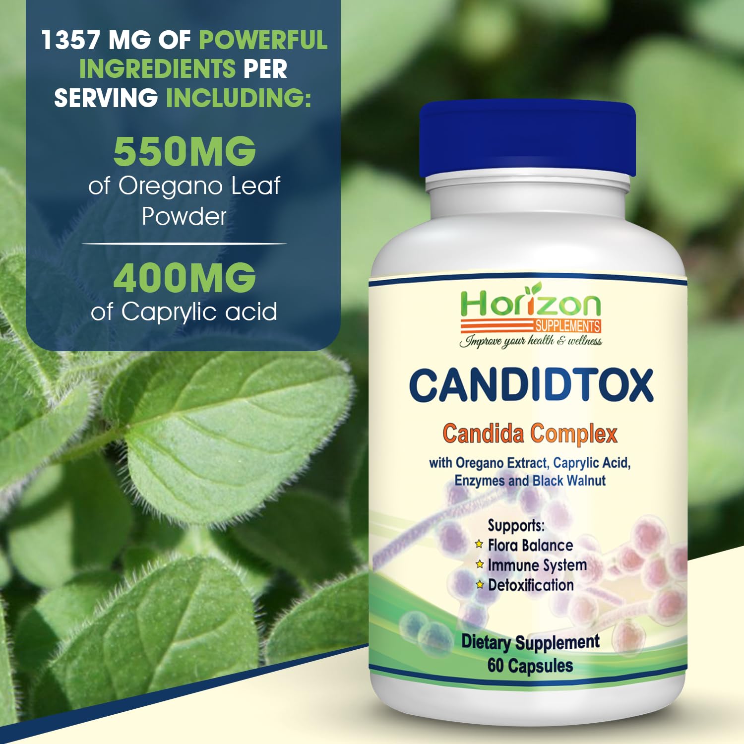 Candida Cleanse Support and Detox with Natural Herbs, probiotics and Oregano Oil Horizon Supplements buy supplements canada