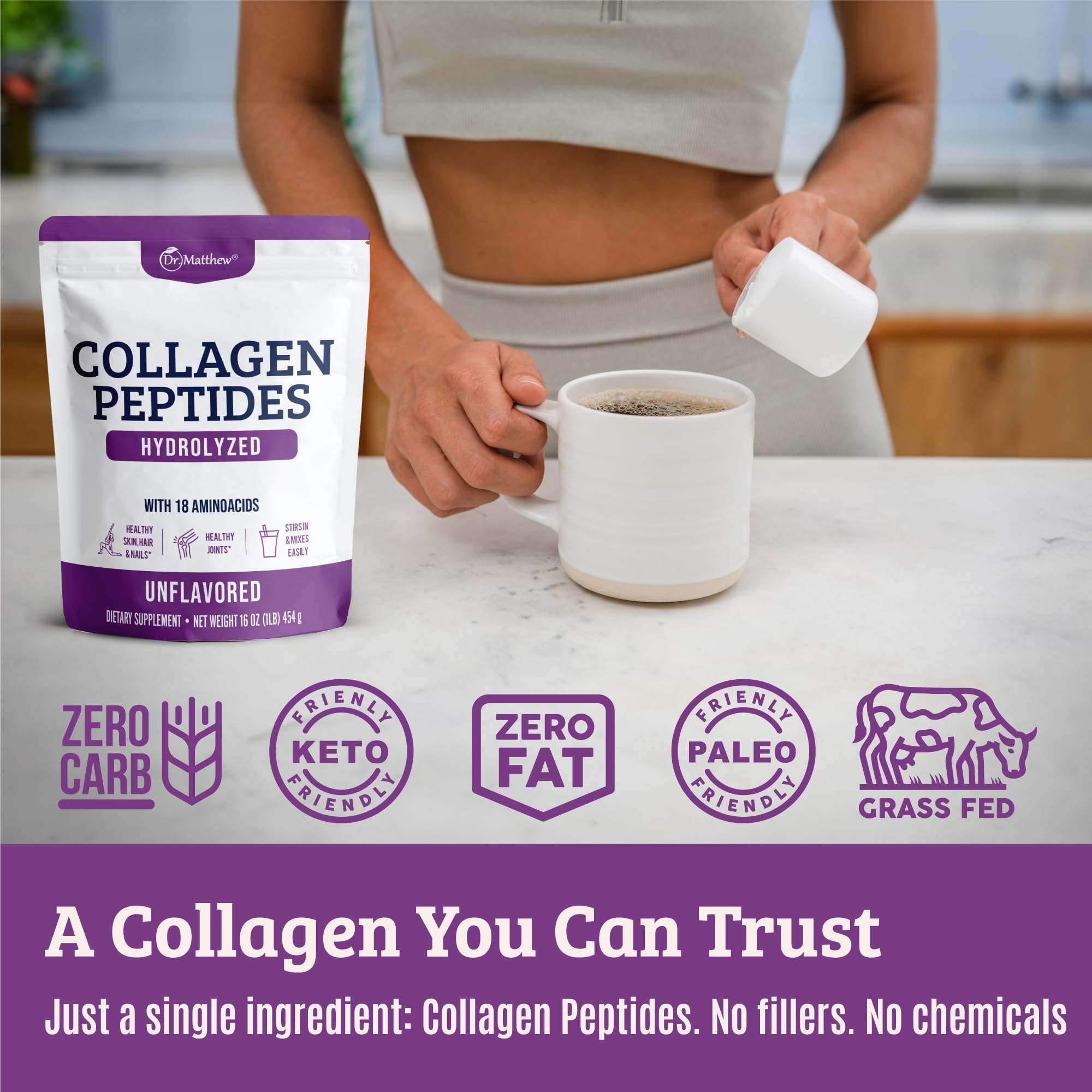 Collagen Protein Powder. Grass Fed Collagen Powder for Women & Men. Hydrolyzed Dr. Matthew buy supplements canada
