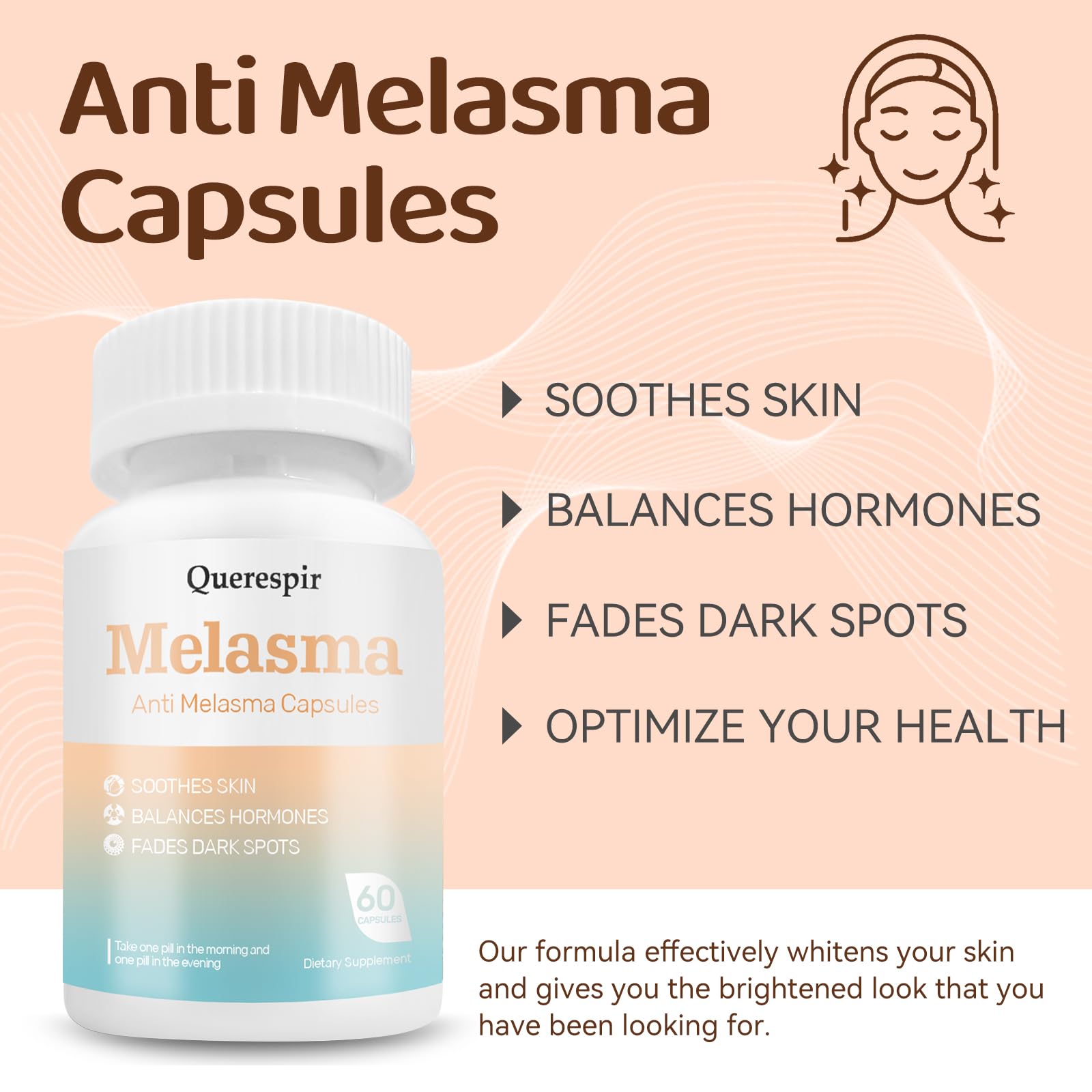 Melanina Anti-Melasma Capsule, Melasma Dark Spot Remover, Melanin Supplement, Spots Remover for Face & Body, Vitamin C & Turmeric Extract, Brightens & Even Skin Tone - 60 Capsules Querespir buy supplements canada