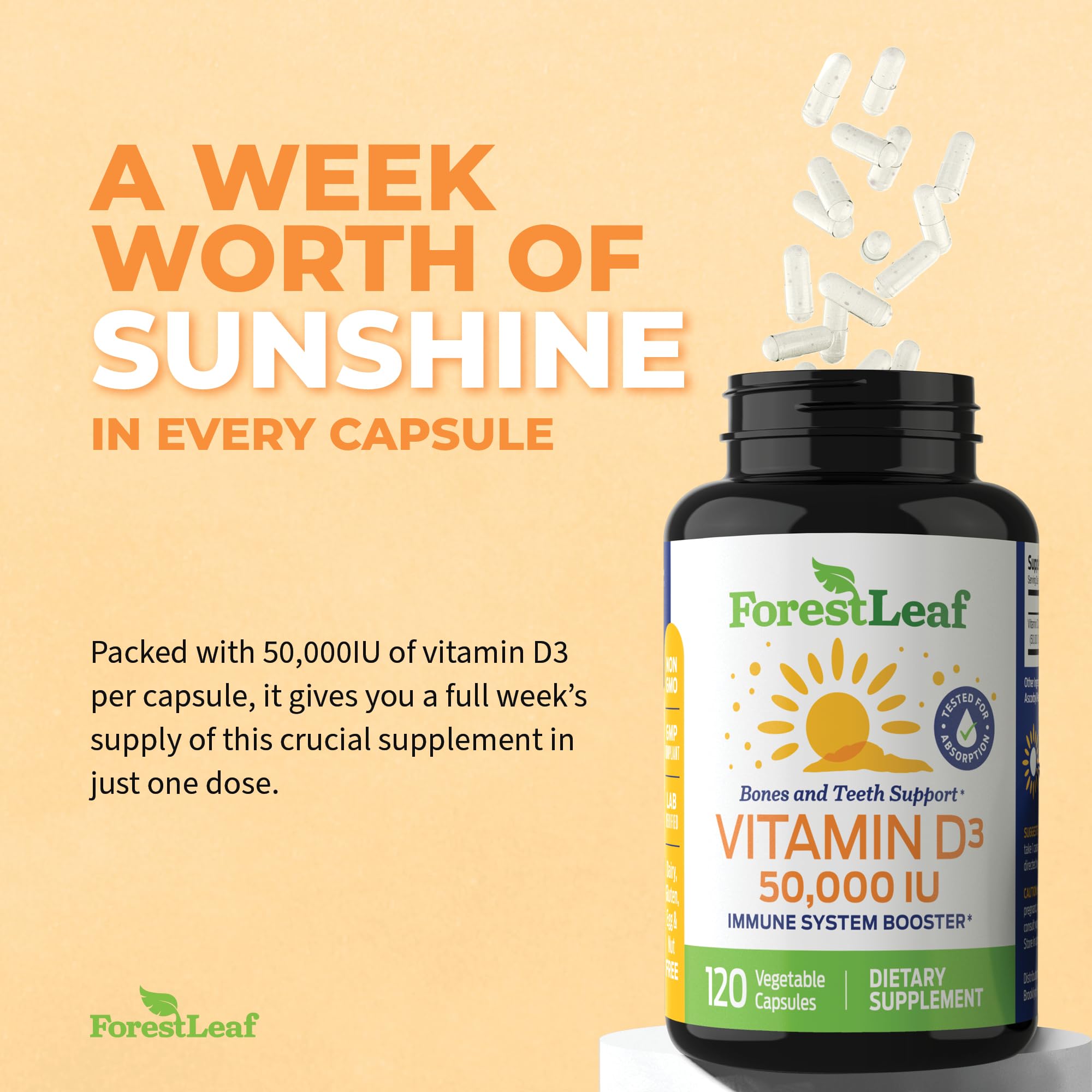 ForestLeaf - Vitamin D3 IU Weekly Supplement - Vitamin D Capsules for Bones ForestLeaf buy supplements canada