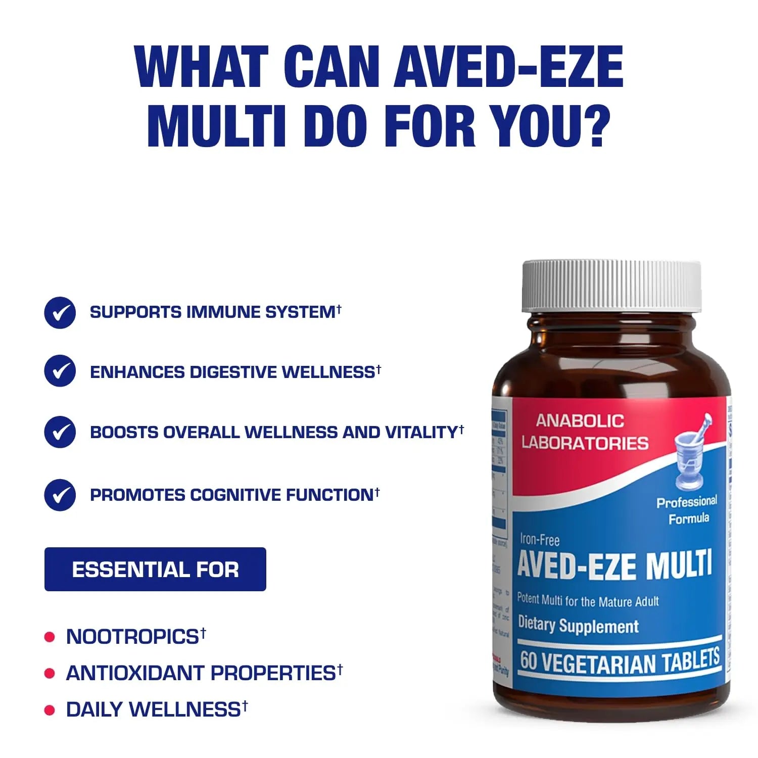 Iron Free Multivitamin for Women 50 and Over - Gentle Easy to Digest Over 50 Multivitamin for Men & Women with 30 Nutrients for Comprehensive Wellness & Immune Support Anabolic Laboratories buy supplements canada