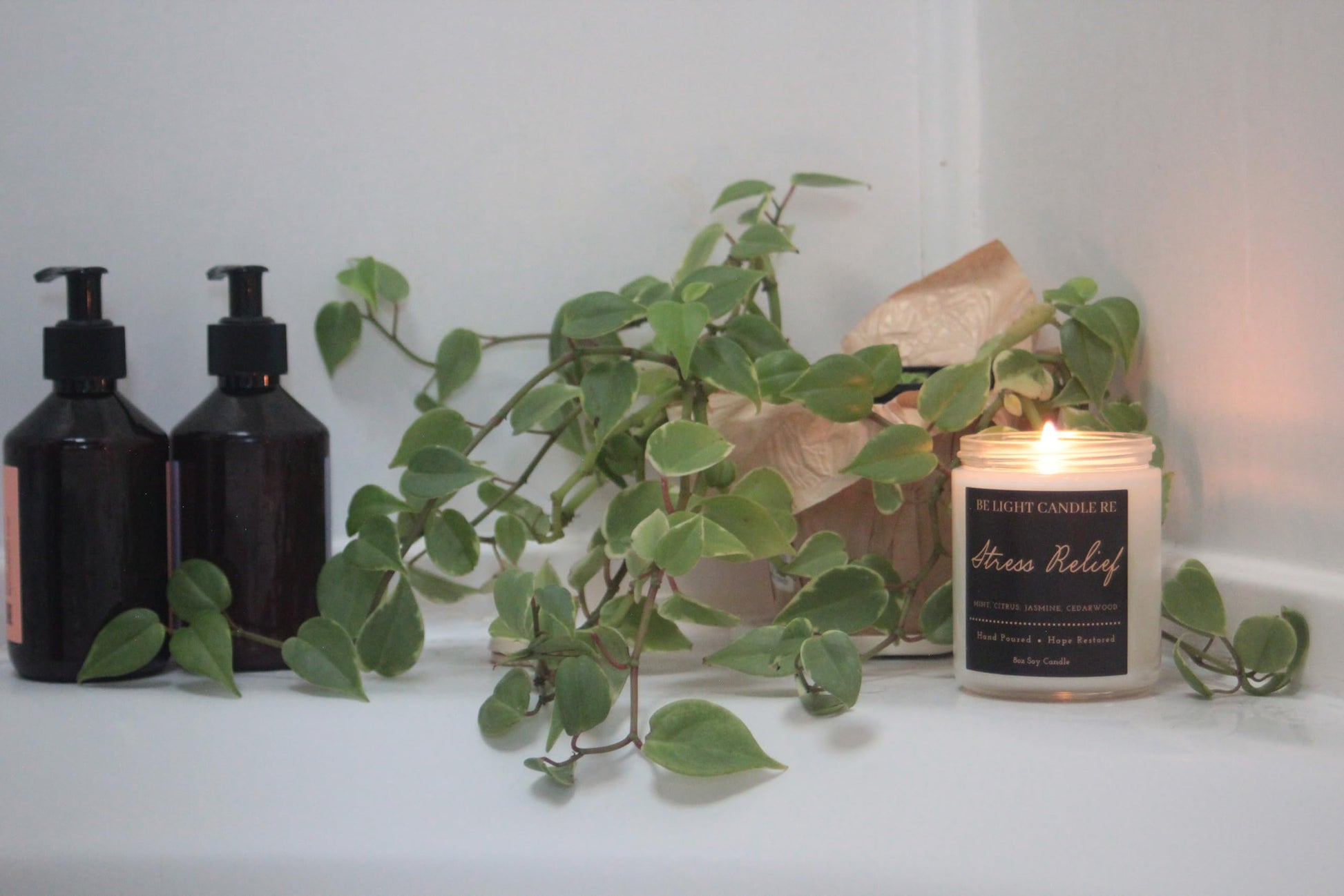 Stress Relief Candle | Purpose-Driven Soy Candles | Scented Candle for Home | 8oz Long Lasting Candle Be Light Candle RE buy supplements canada