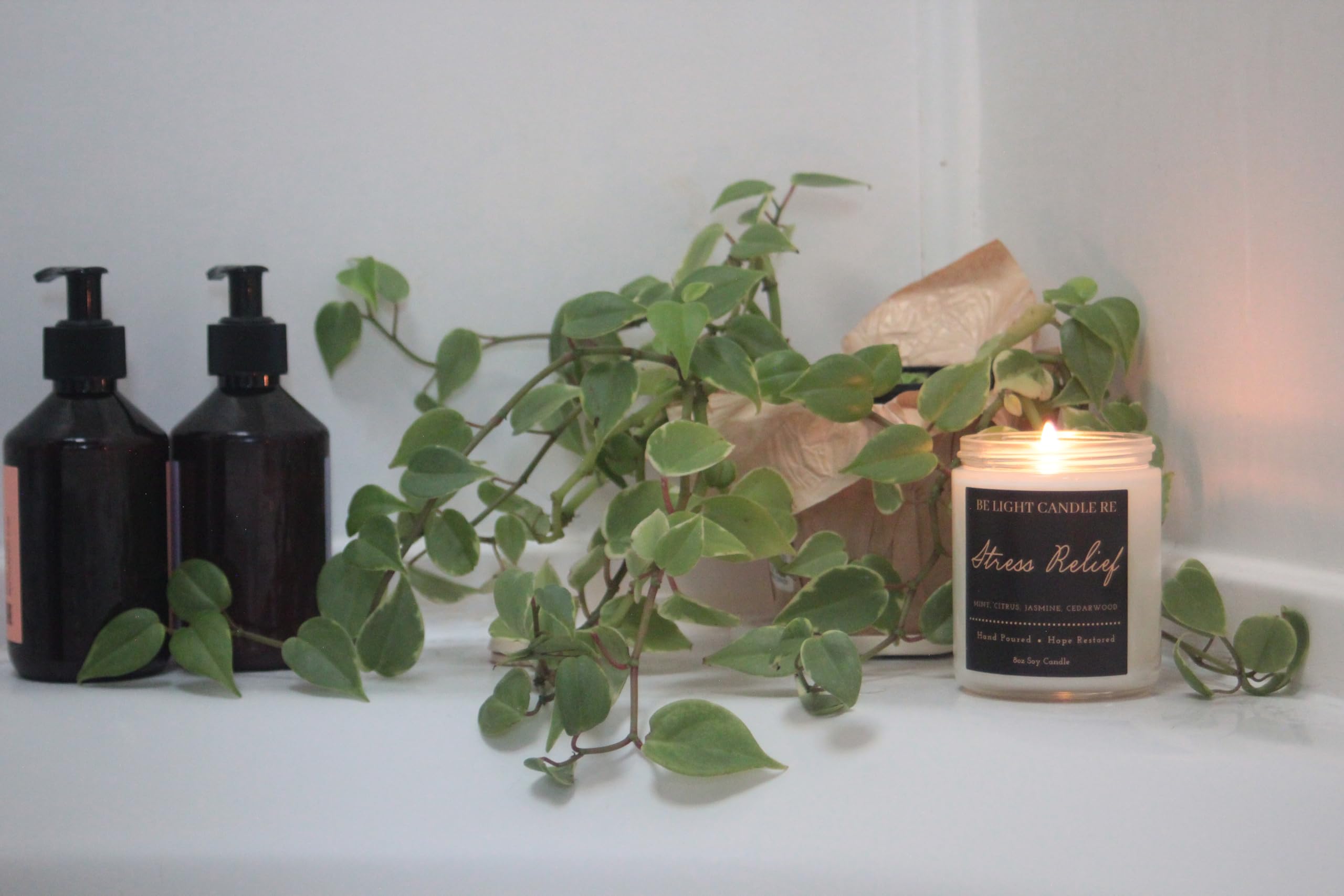 Stress Relief Candle | Purpose-Driven Soy Candles | Scented Candle for Home | 8oz Long Lasting Candle Be Light Candle RE buy supplements canada