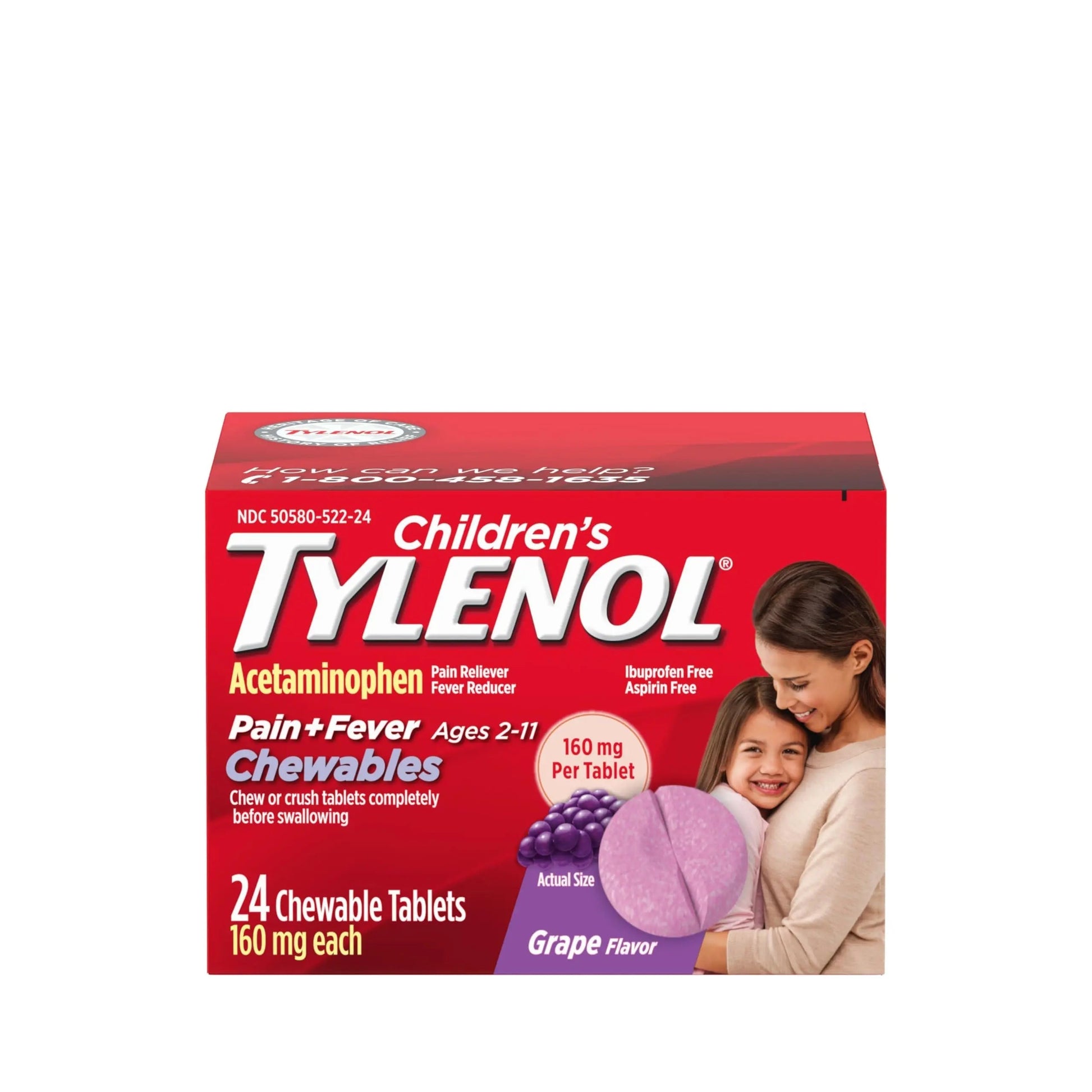 Children's Tylenol Chewables with 160 mg Acetaminophen, Pain Reliever & Fever Reducer for Kids' Cold + Flu Symptoms, Headache, Sore Throat & Toothache, Aspirin-Free, Grape Flavor, 24 ct Tylenol buy supplements canada