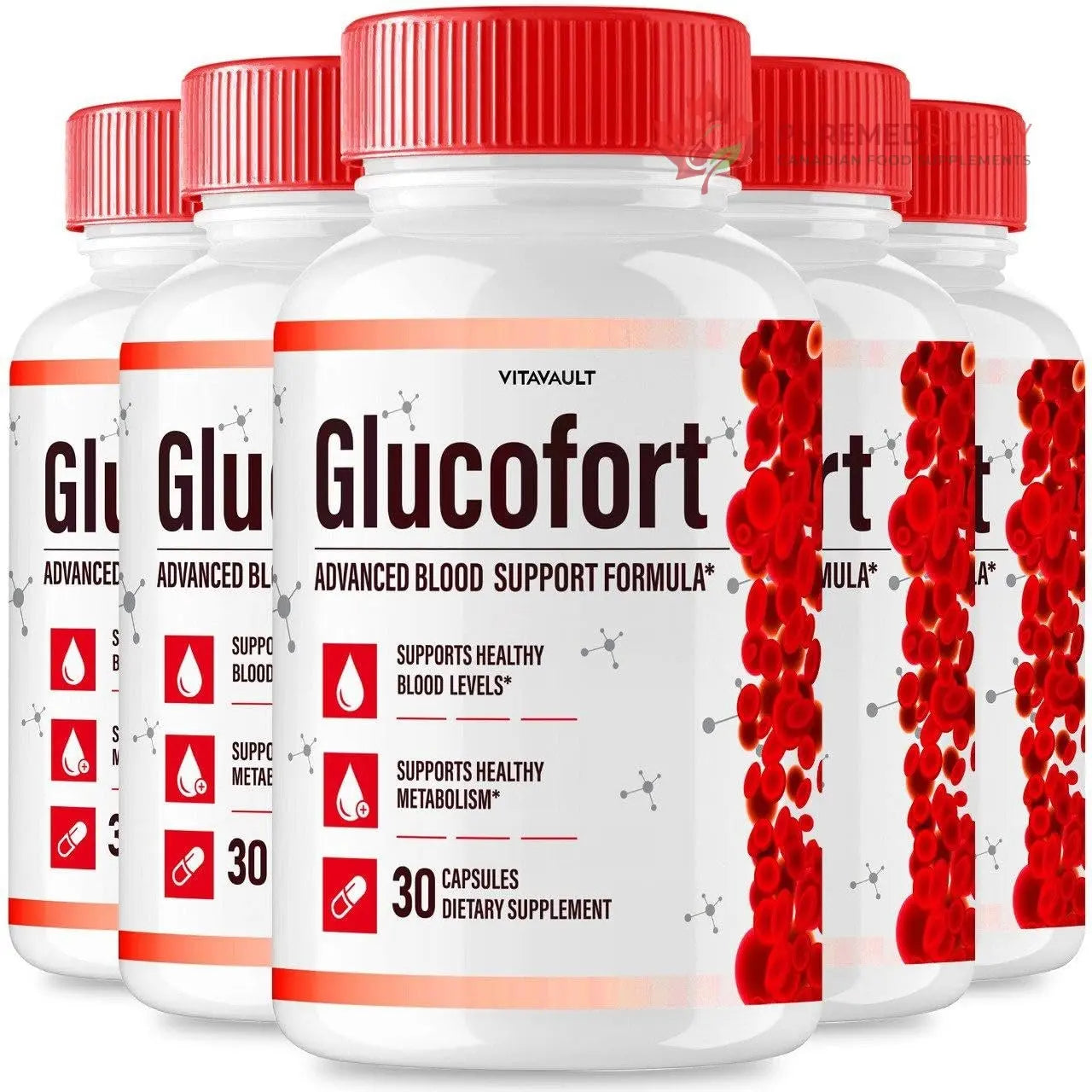 (5 Pack) Glucofort, Max Advanced Blood Support Formula Capsules Vitavault buy supplements canada